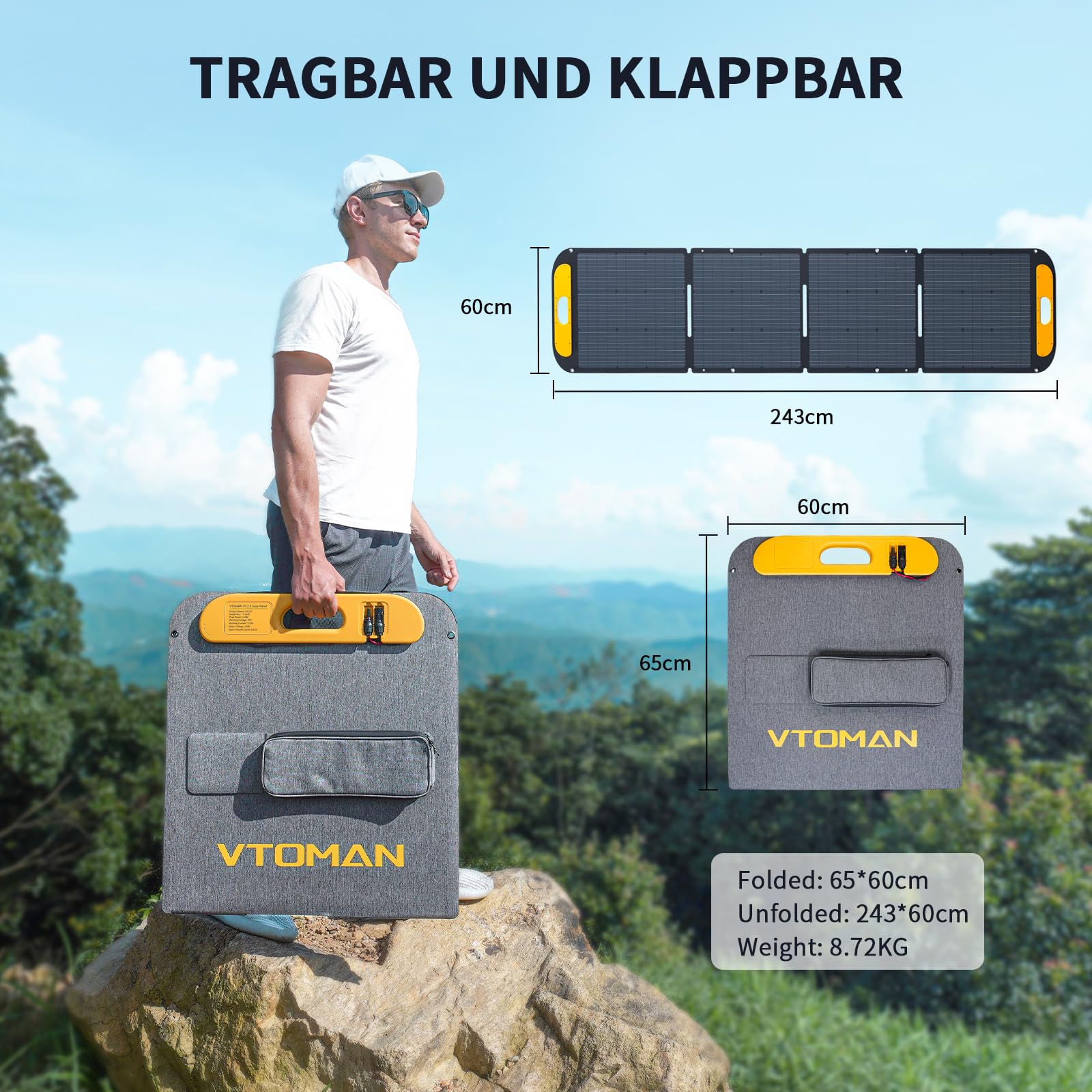 VTOMAN Jump 2200 Tragbare Powerstation mit 200W Solarpanel - 2200W/1548Wh | LiFePO4 Batterie Solar Stromgenerator, Erweiterbare Kapazität auf 3096Wh für Camping, Reisen, Wohnmobil, Stromausfälle