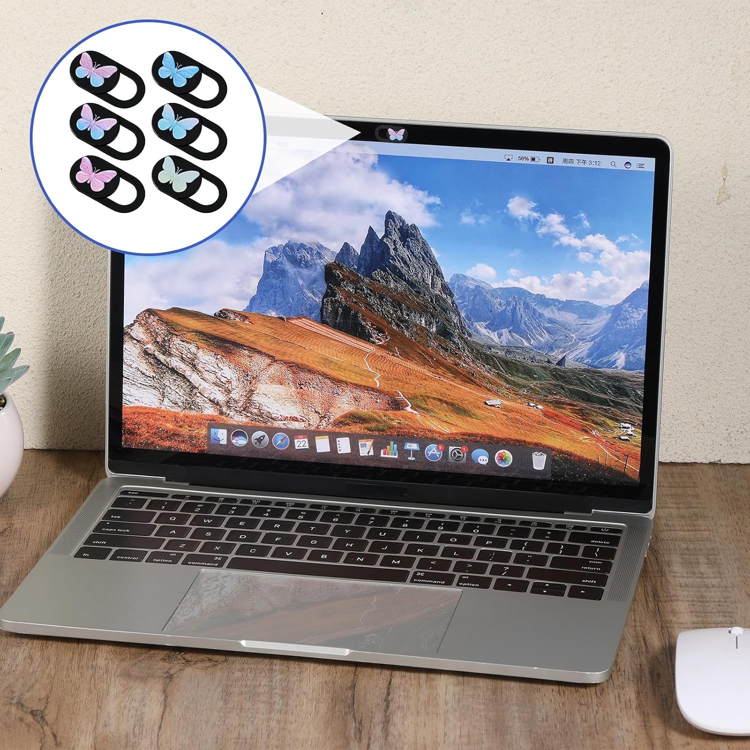 6 Pcs Camera Cover Slide Laptop Camera Privacy Cover Slide 0.73''x0.35'' Butterfly Design Webcam Cover-Slide for Smartphone Laptop Desktop Computer Tablet to Protect Your Privacy Security