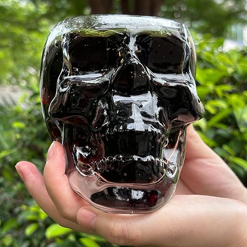 Miniatura 9 de Copa de vino de calavera de 24 onzas fluidas de 24 onzas, vaso de cristal de calavera divertida, vaso grande para beber, copa de bebidas