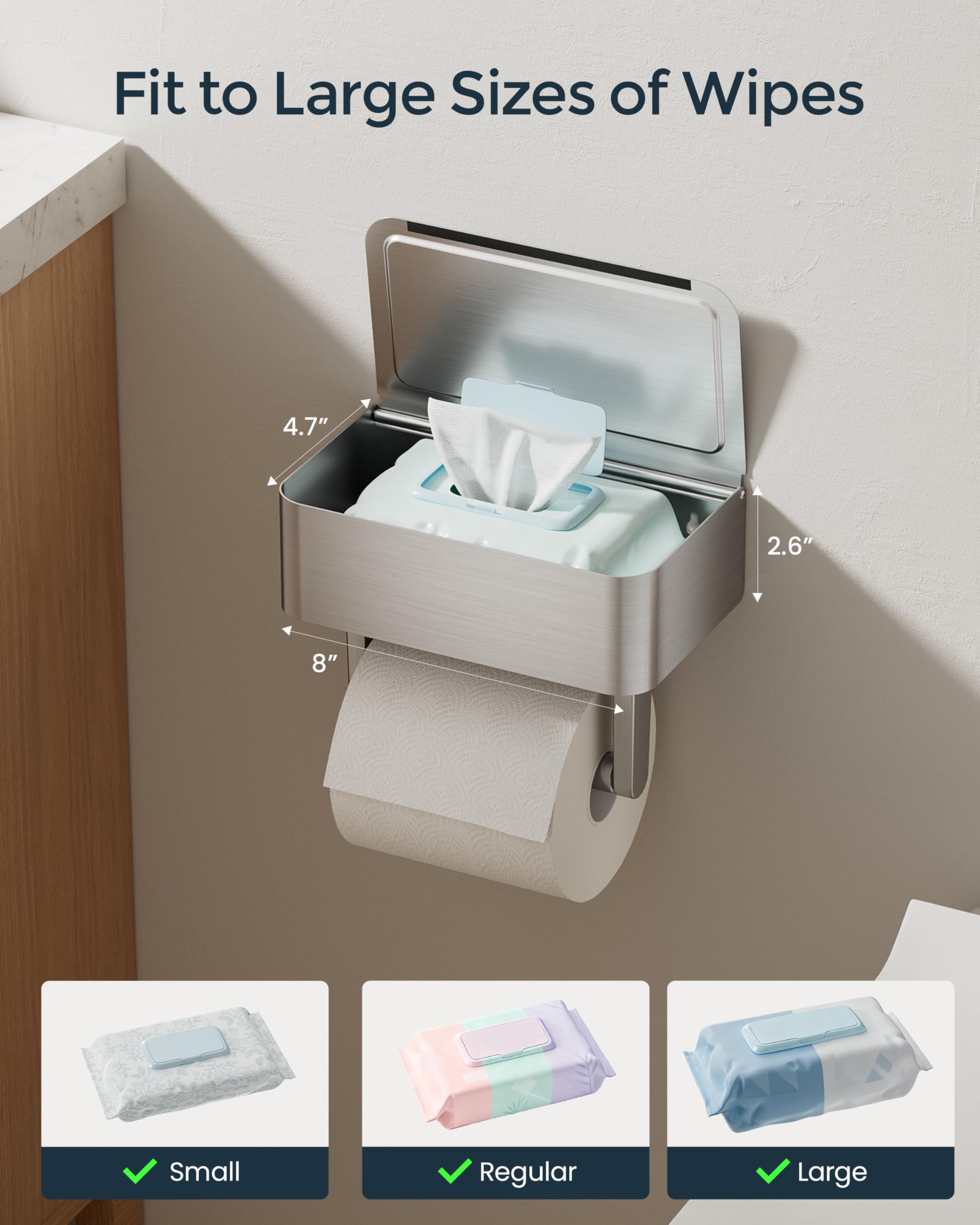 Soporte para Papel higiénico con Estante, dispensador de toallitas Desechables y Almacenamiento Que se Adapta a Cualquier baño, Mantiene Tus toallitas húmedas Ocultas, Organizador de baño de
