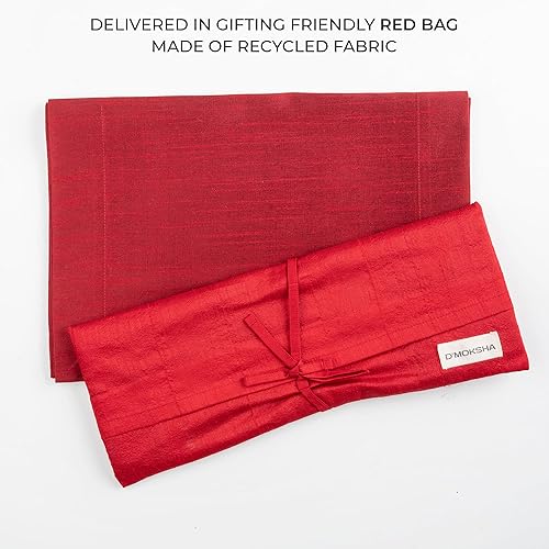 Miniatura 4 de D'Moksha - Manteles individuales de Navidad de 14 x 19 pulgadas, juego de 4 manteles individuales de tela reciclada con aspecto de seda, perfectos