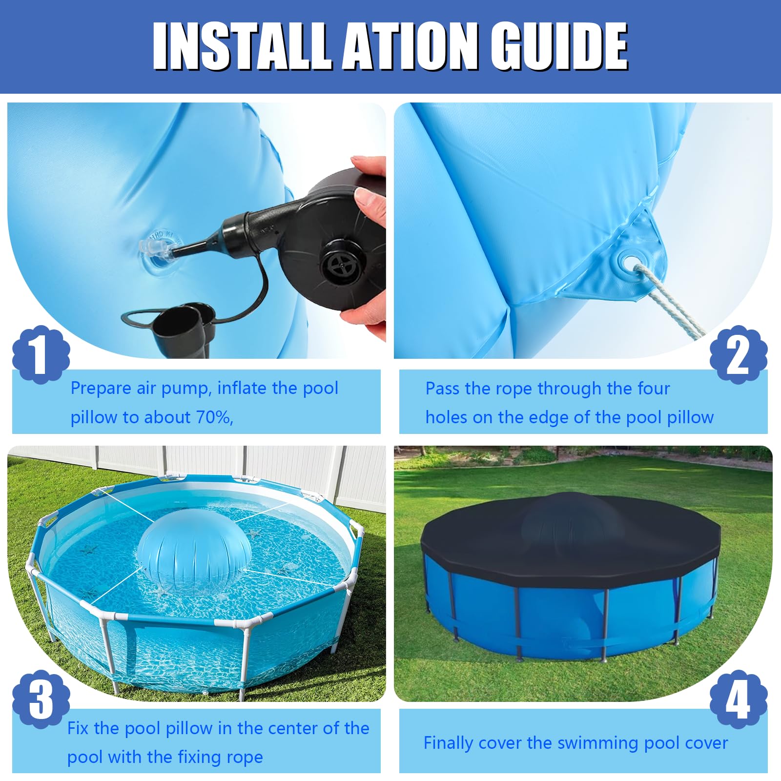 Cojín de Piscina Invierno, 4 Pies/120 CM Cojín de Aire de Piscina, Cojíns de Invierno para Piscinas, Adecuado para Proteger Piscinas Durante El Inviernos Y Las Inclemencias del Tiempo