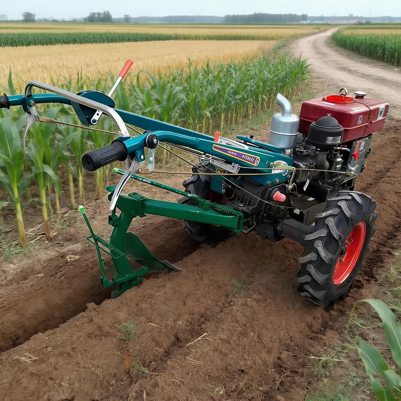 Tractor para caminar de granja de 2 ruedas, mini cultivador motocultor máquina para preparación de suelo, plantación y paisajismo