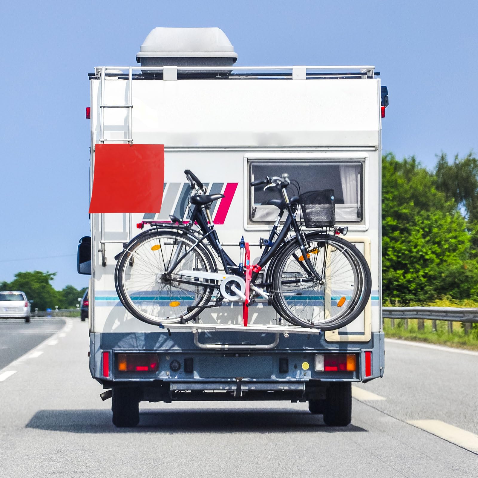 Bandiere di avvertimento rosse con corda set 30x30 cm per trasporto portabici auto roulotte