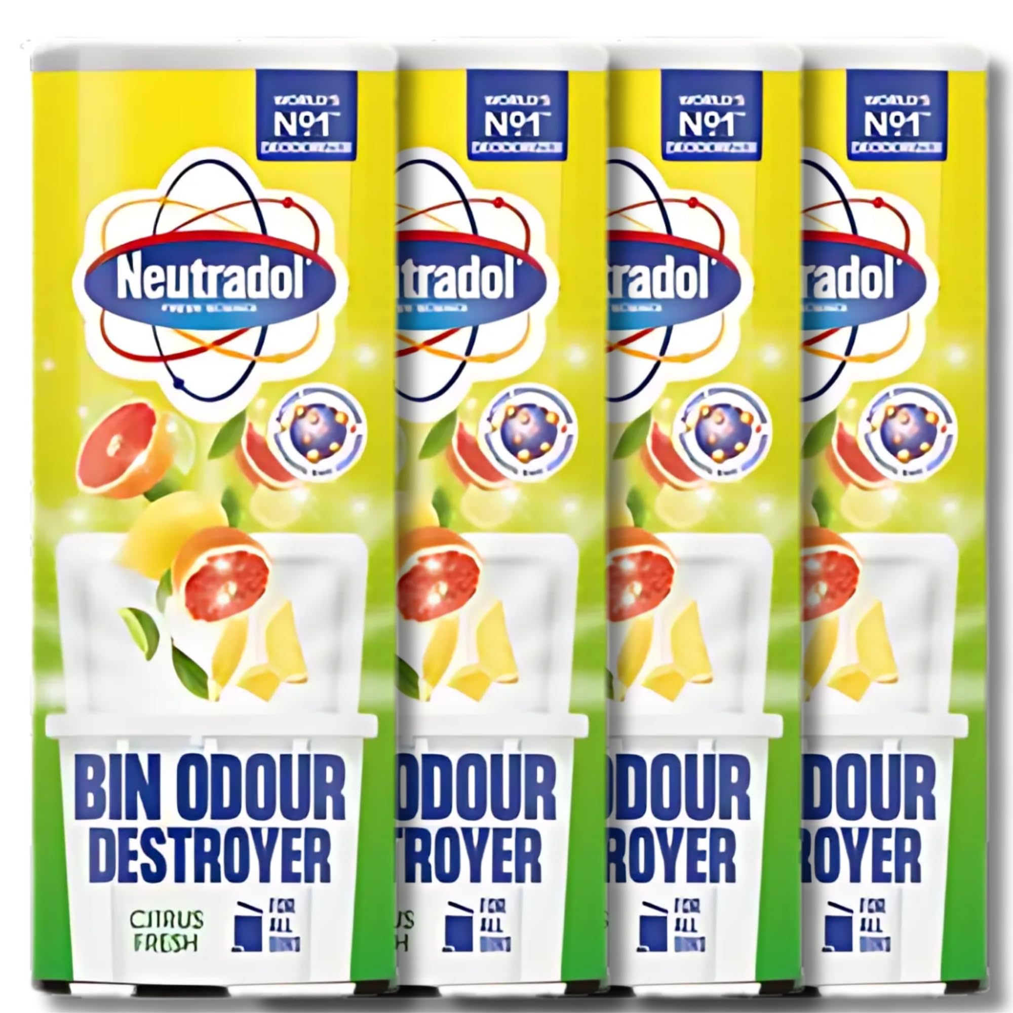 Fresh Science Bin Odour Destroyer – Long-Lasting Citrus Fresh Scent, Neutralizes Tough Garbage and Household Odours, 350g Each, Pack of 4– Ideal for Kitchen, Bathroom and Office Bins