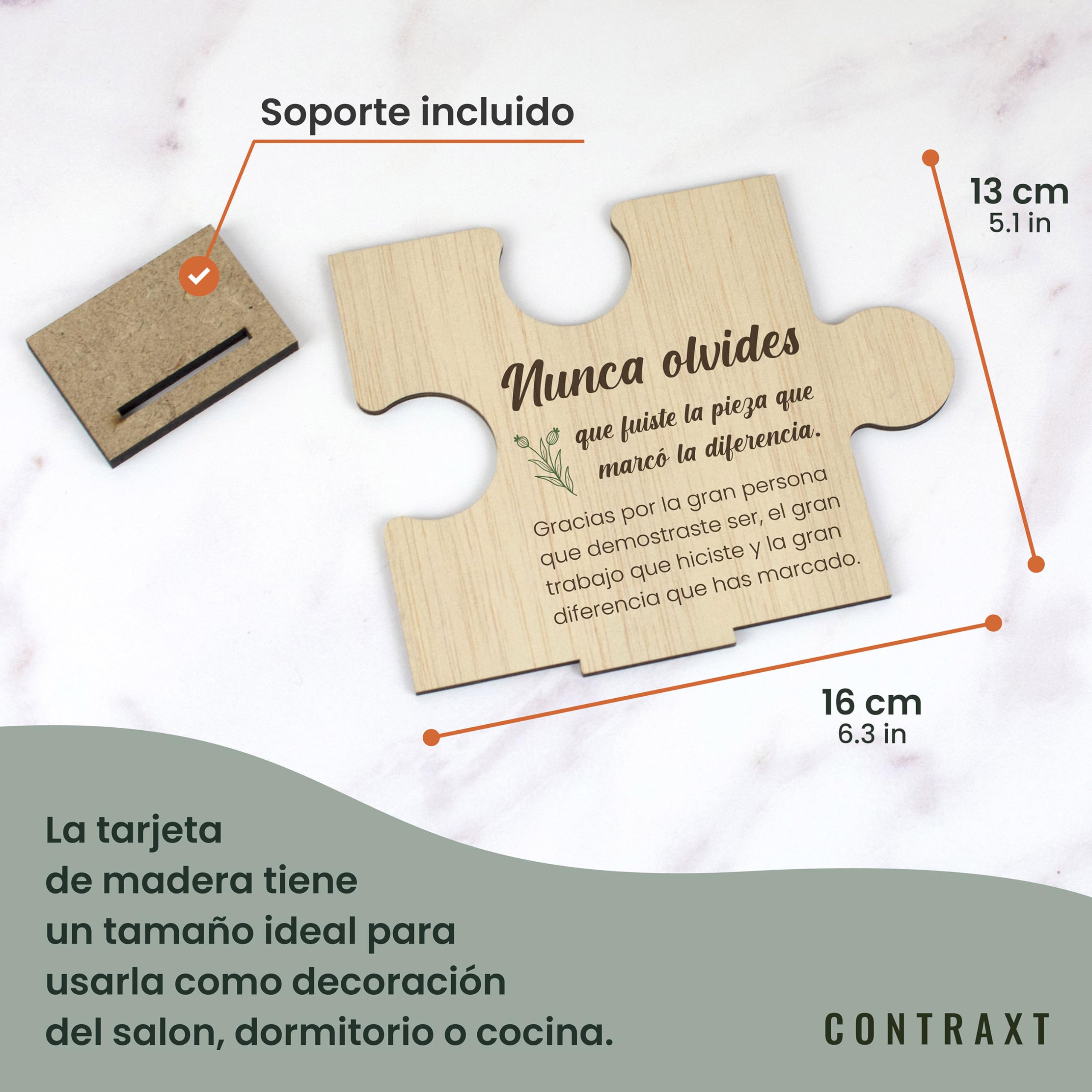 CONTRAXT Tarjeta regalo de despedida madera. Tarjeta detalle regalo original despedida compañeros trabajo profesores maestras jefes fin de curso graduaciones amigas que se van (Despedida)