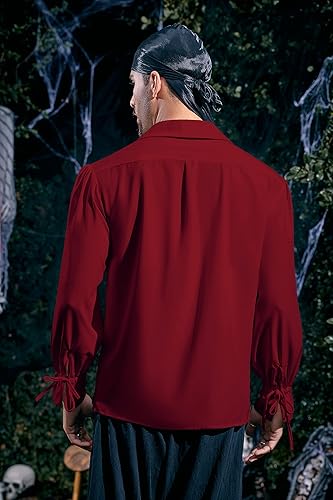 Miniatura 4 de Camisa de pirata medieval para hombre, vikingo, renacentista, con cordones, mercenario, Halloween, jacobita escocés, ghillie