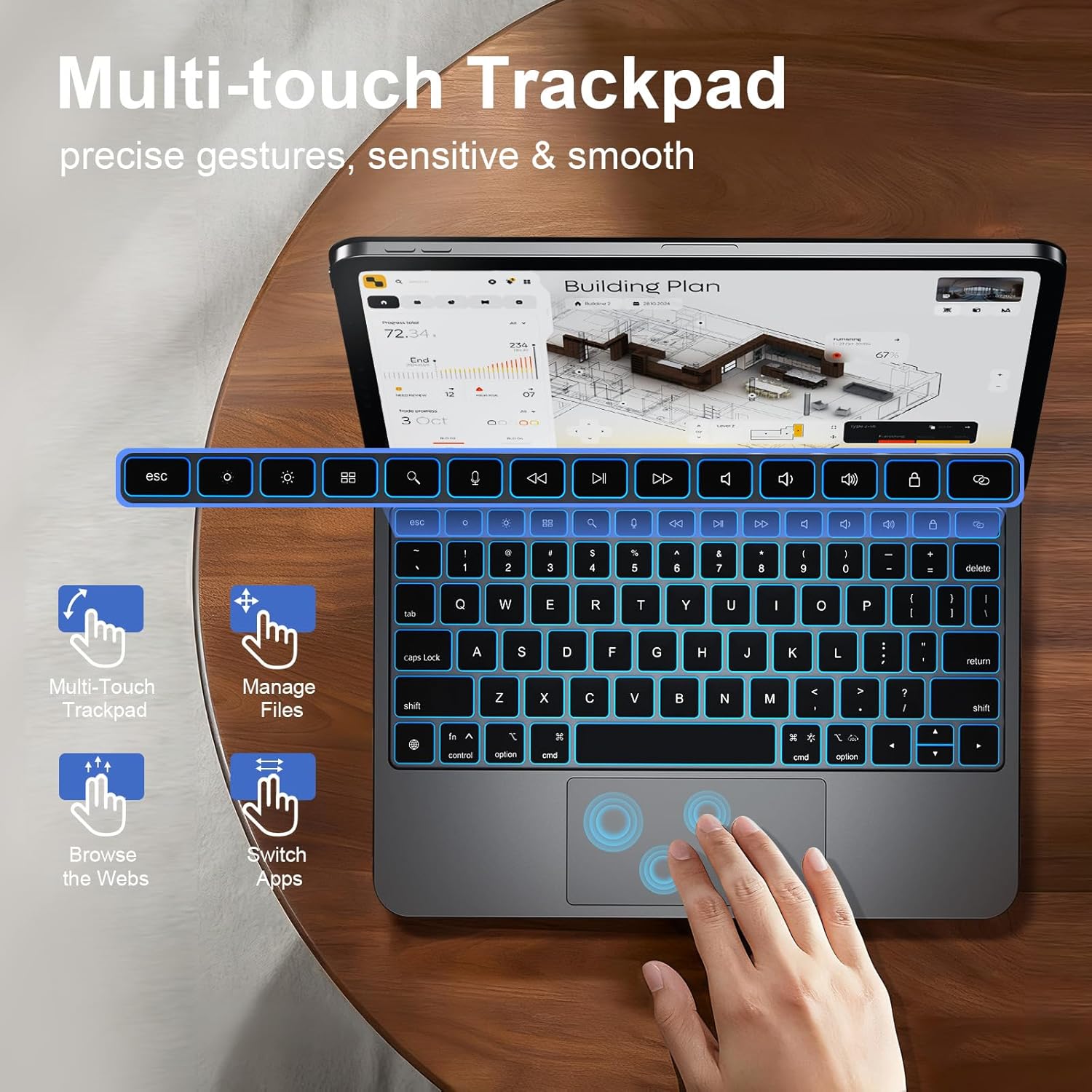 iPad Case with Keyboard Pro 13 inch (M4/M5),Precision Multi-Touch Trackpad Easy-Set Bluetooth Magnetic Keyboard Case Floating Stand (Pro 13 inch(M4/M5))