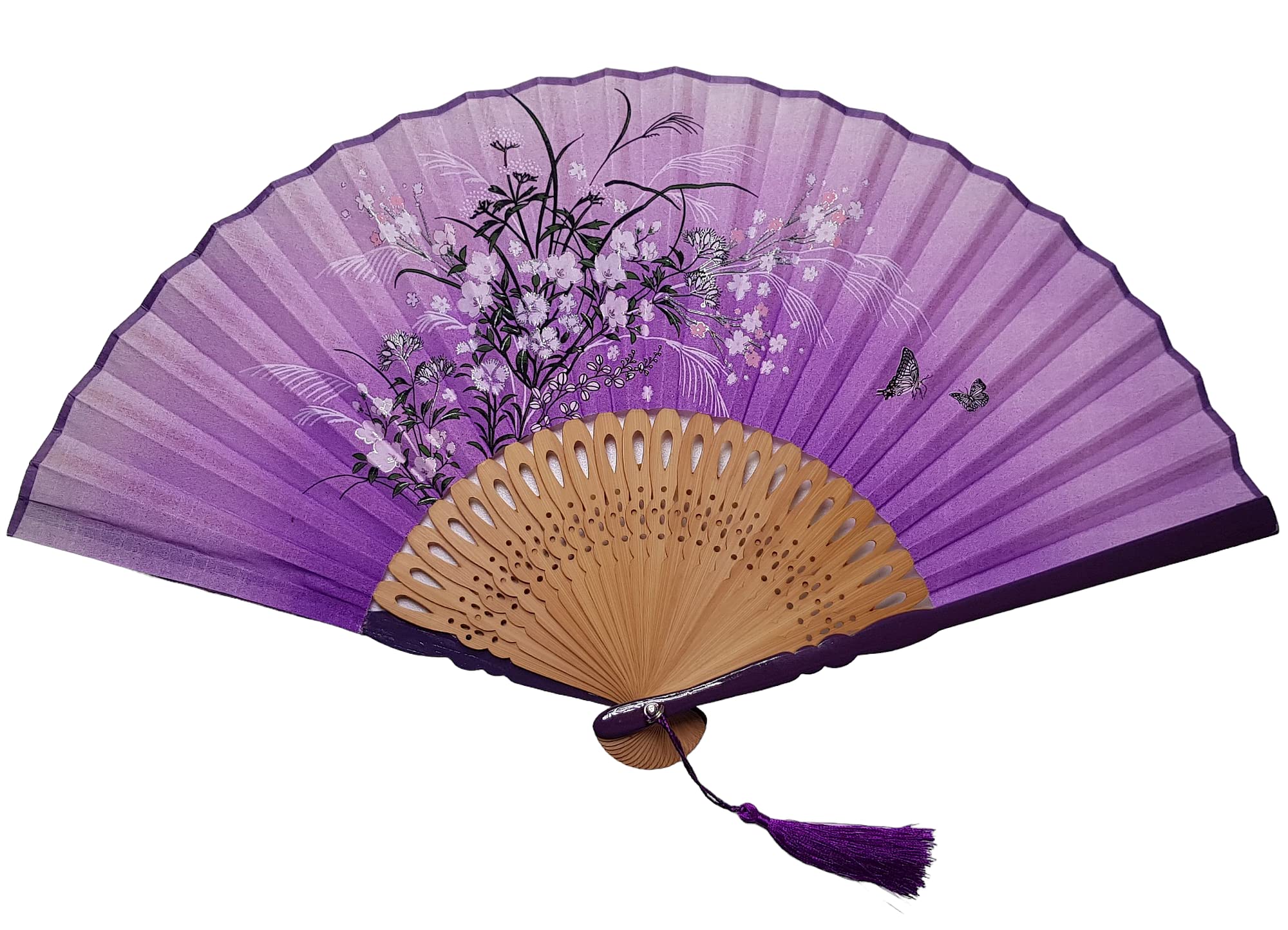 GFM® Bamboo Silk Handheld Folding Chinese Hand Fans for Summer, Wedding, Party Favour etc (FLSLK-MR-B) (FLSLK-MR-5) — image 1