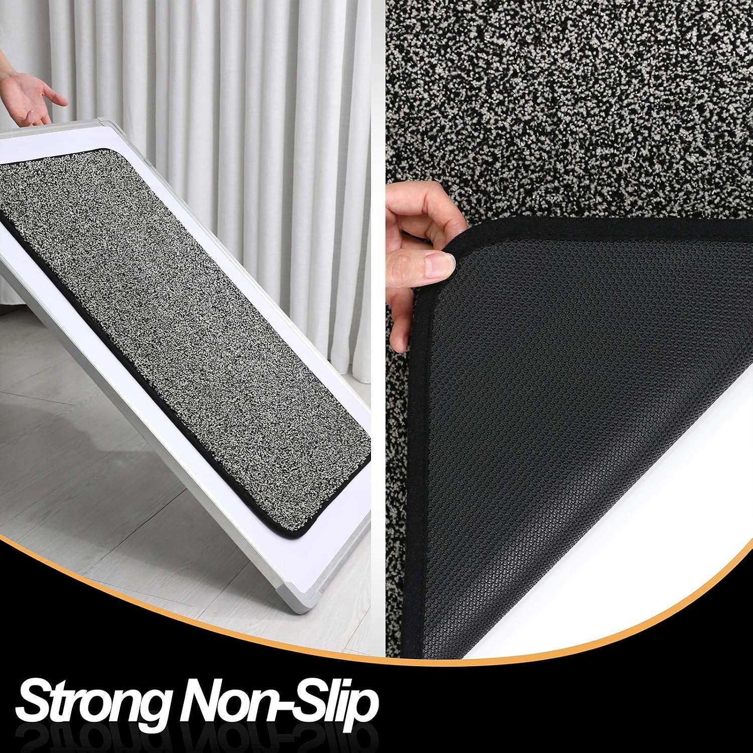 ITSOFT Non-Slip Polyester Dirt Trapper Door Mat Indoor Outdoor Entrance Rug for Front Door Super Absorbent, Machine Washable, 35 x 24 Inches Black & White
