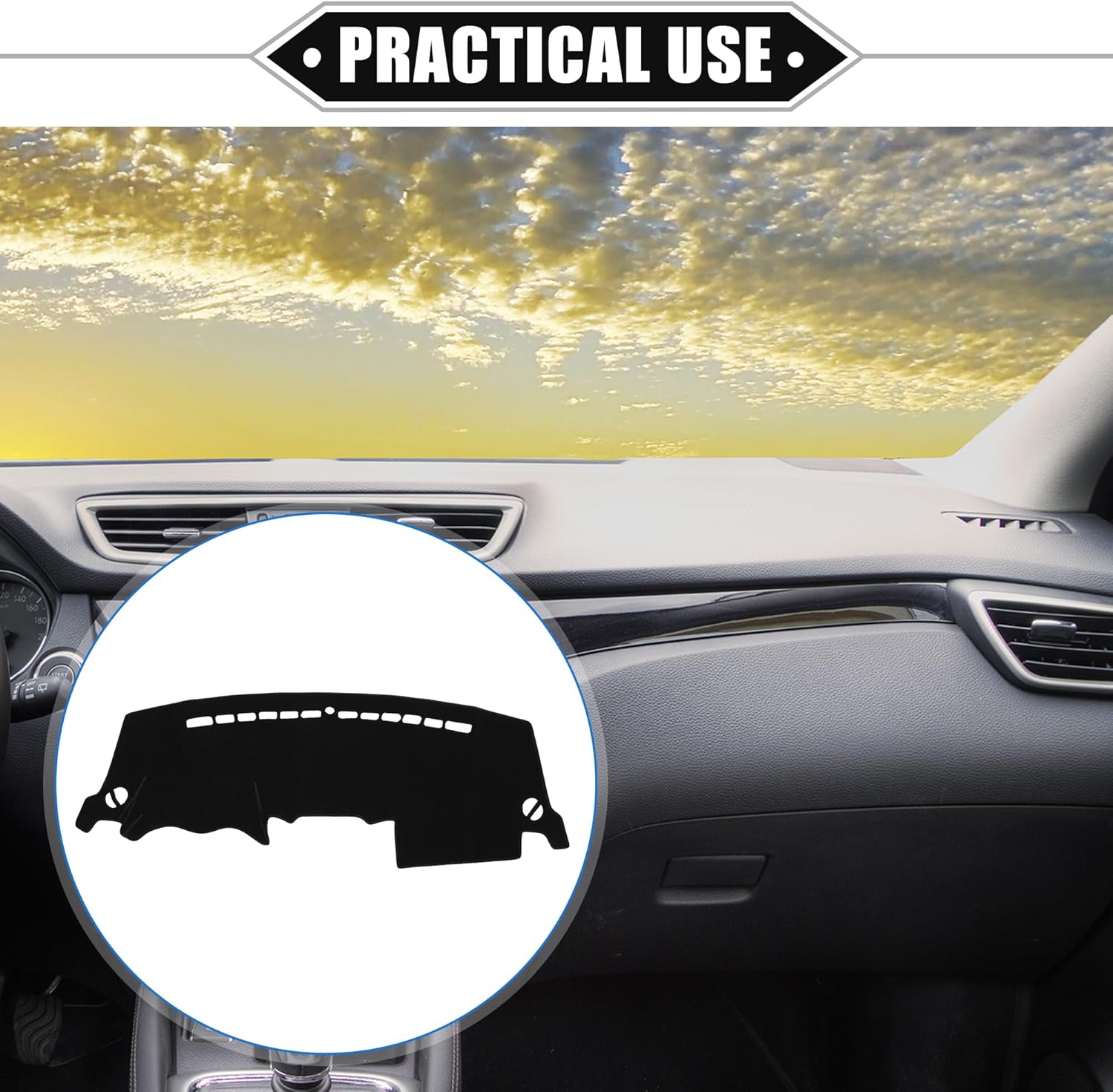 Car Dashboard Cover Mat Compatible for Kia Sportage 2011-2015, Protective Polyester Black Center Console Interior Trim Dash Board Mat