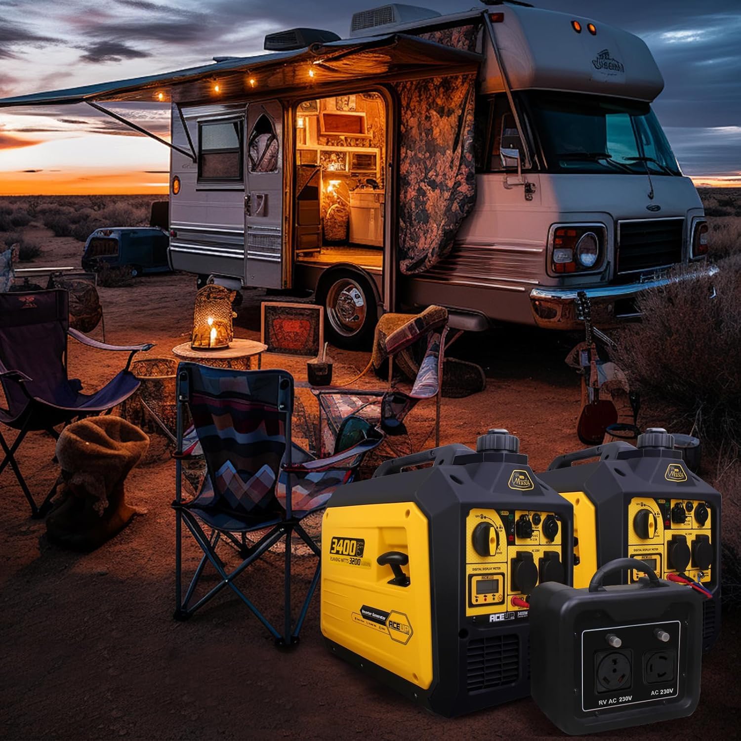 Aceup Energy Agregat Prądotwórczy Inwerterowy 3400W – Czysta Sinusoida, Lekki 23kg, Generator Prądu z Silnikiem 4-Suwowym OHV, USB-C, na Kemping i Awaryjne Zasilanie Domu