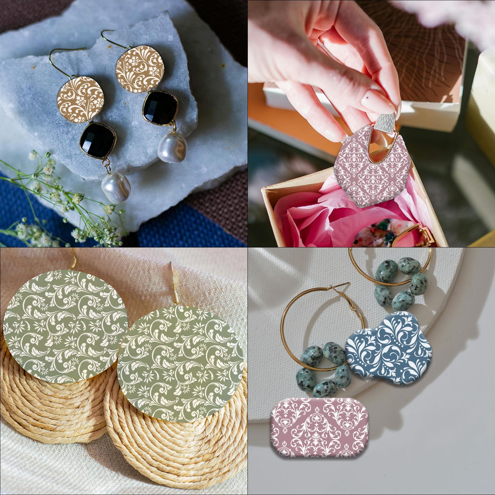 OLYCRAFT Papier Transfert Pour Argile Polymère - 24 Pièces Motifs Fleurs Vintage Pour Bijoux Et Créations DIY