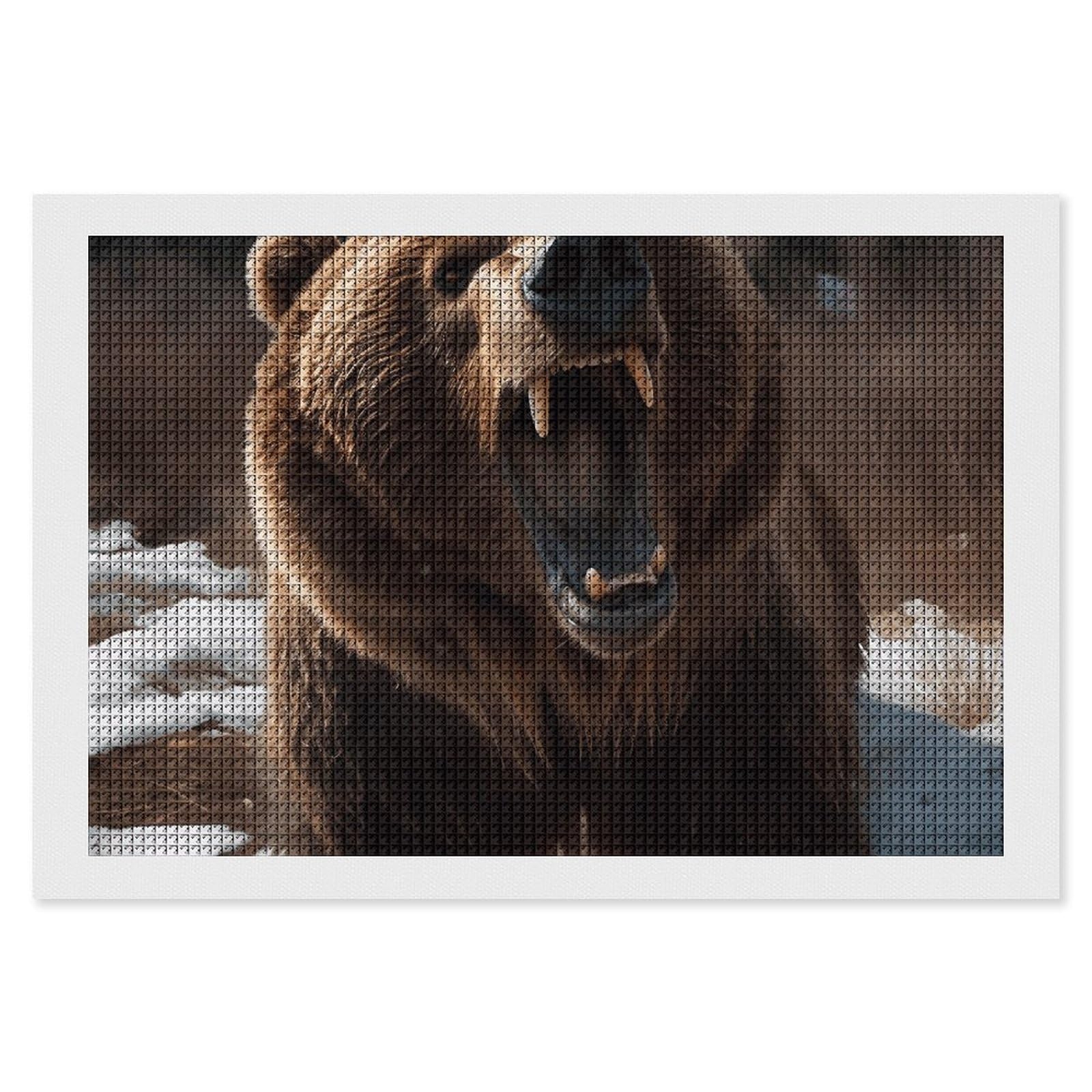 NONHAI Diamond Painting Kits for Adults - DIY Diamond Art Kits for Beginners - Full 5D Paint Drill Diamond Dots Paintings- Roaring Bear Diamonds Pictures Gem Art and Craft Wall Decor 8"x12"