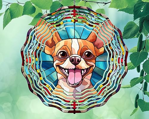 10 pulgadas Chihuahua cachorro perro viento Spinner decoración de aluminio sublimado jardín arte interior al aire libre 3D cinético