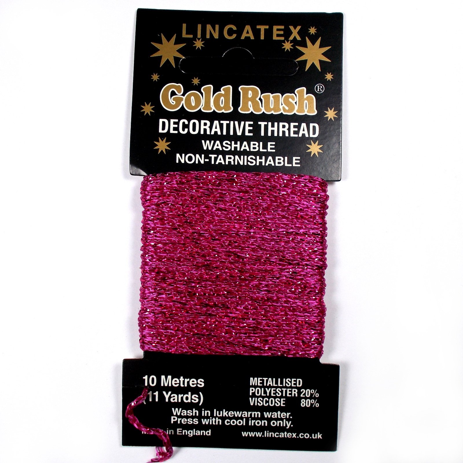 Gold Rush Metallic Decorative Glitter Embroidery Thread - 10 Metre Card (Pink)