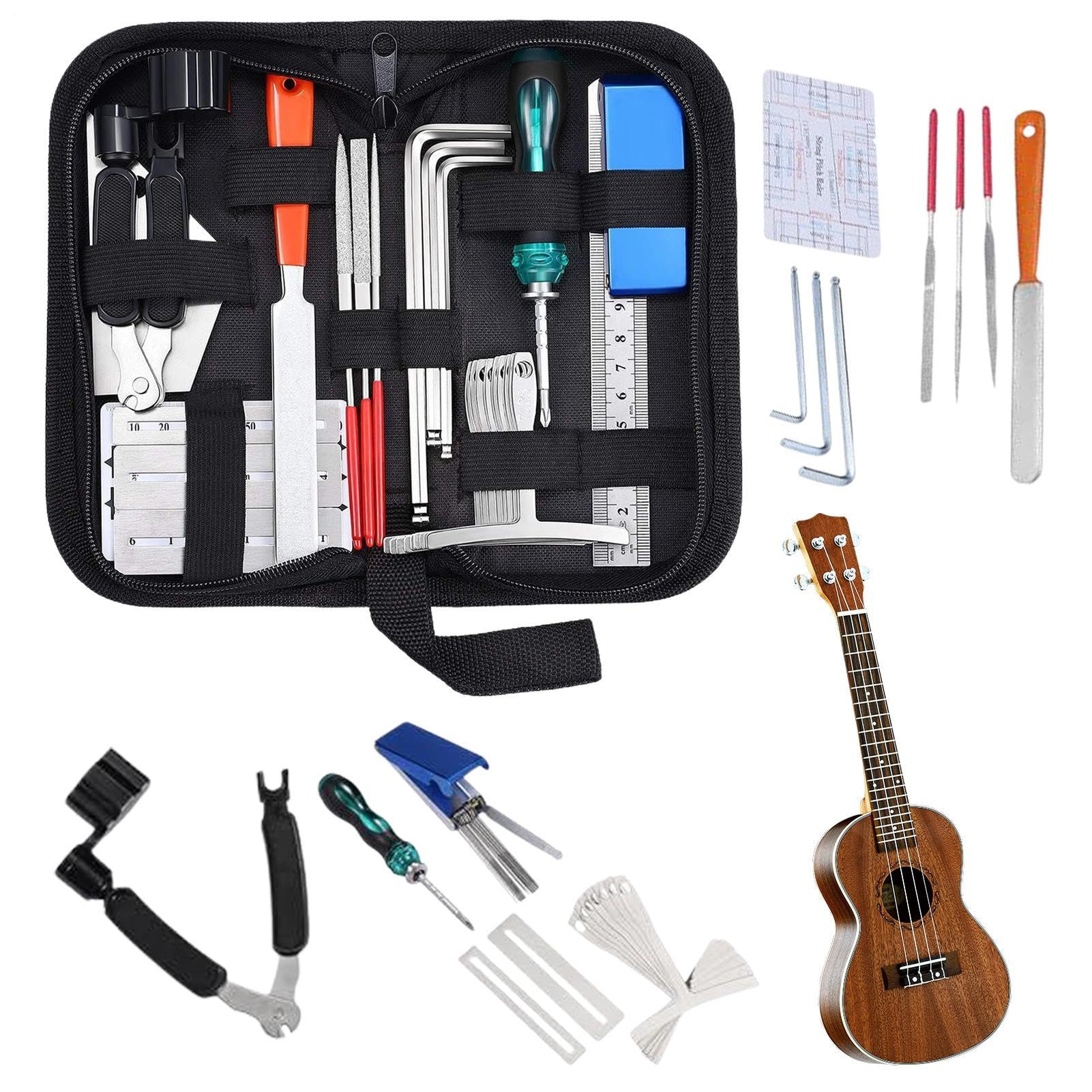 Kit de Réparation Guitare,Kit d'Entretien Guitare Électrique - Jeu de 25 Outils de Réparation pour Instruments de Musique pour Maison Studio Spectacle et Pratique