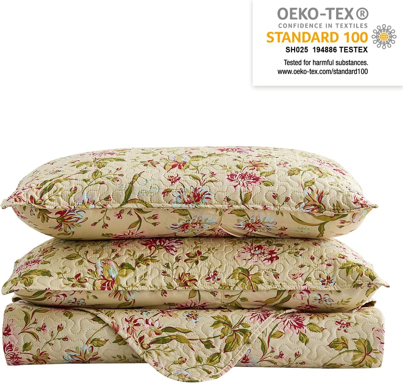 JML Quilt Set Full/Queen Size - Brushed Microfiber - 3 Pieces - Soft and Breathable, Lightweight Printed Bedding Bedspread Set