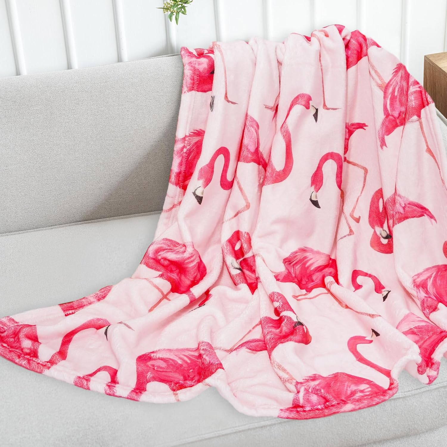 JarThenaAMCS Flamingo Fuzzy Flannel Blanket 60 x 50 Inch Pink Tropical Throw Blanket Flamingo Blanket for Home Chair Sofa Couch Bed - Image 3