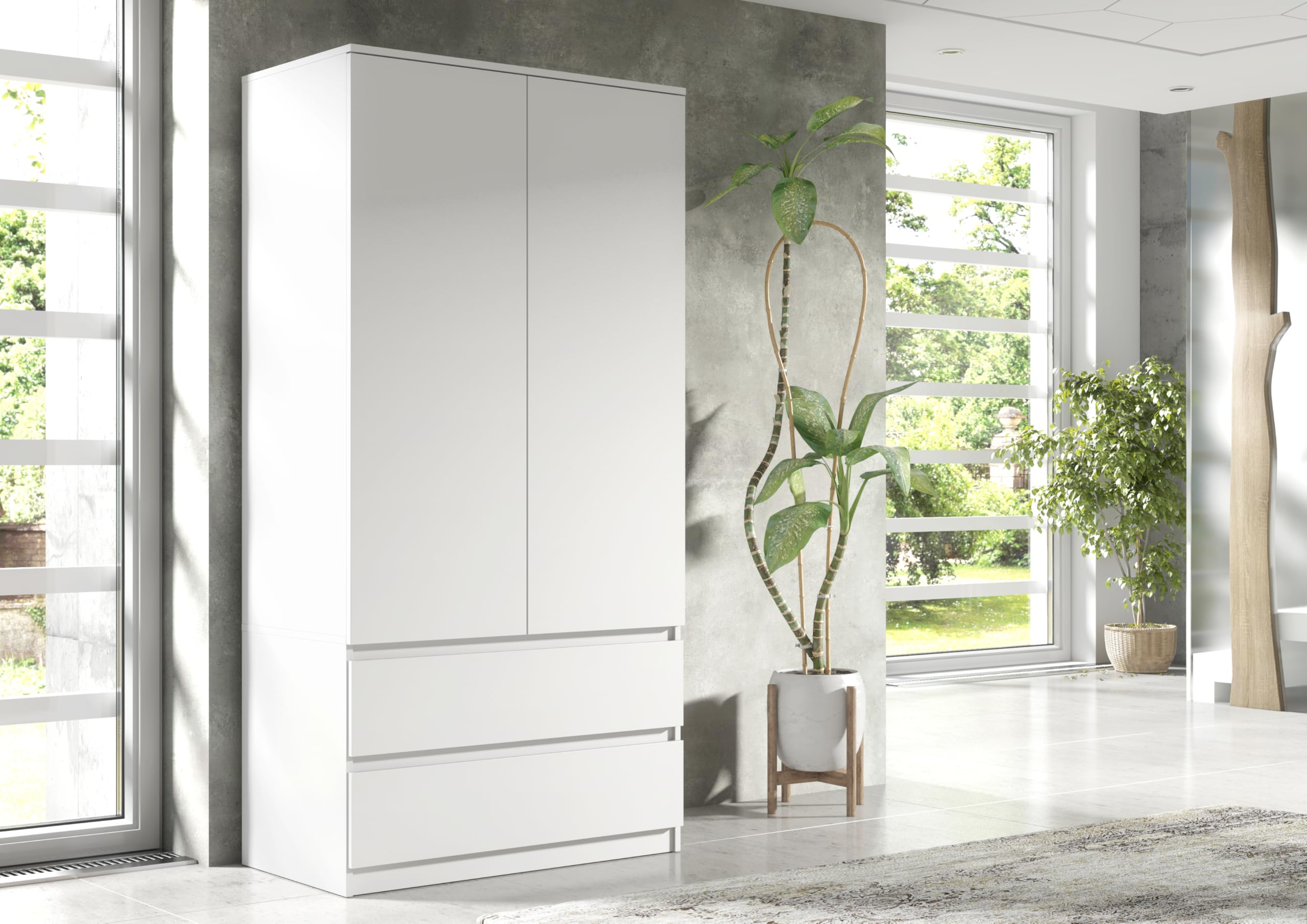 Armadio con Cassetti Nero 90x50x180 cm Guardaroba Multifunzionale per Camera da Letto