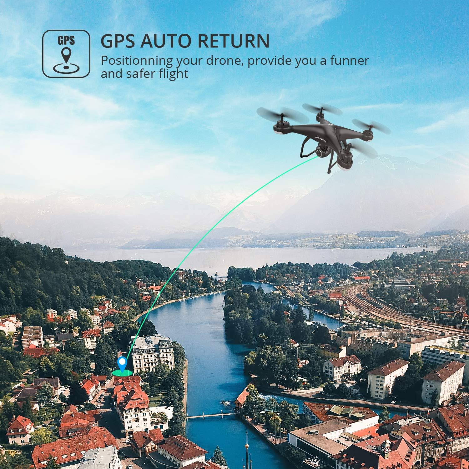 Holy Stone HS120D GPS Drone with Camera for Adults 2K UHD FPV, Quadcotper with Auto Return Home, Follow Me, Altitude Hold, Way-points Functions, Includes 2 Batteries and Carrying Backpack : Toys & Games