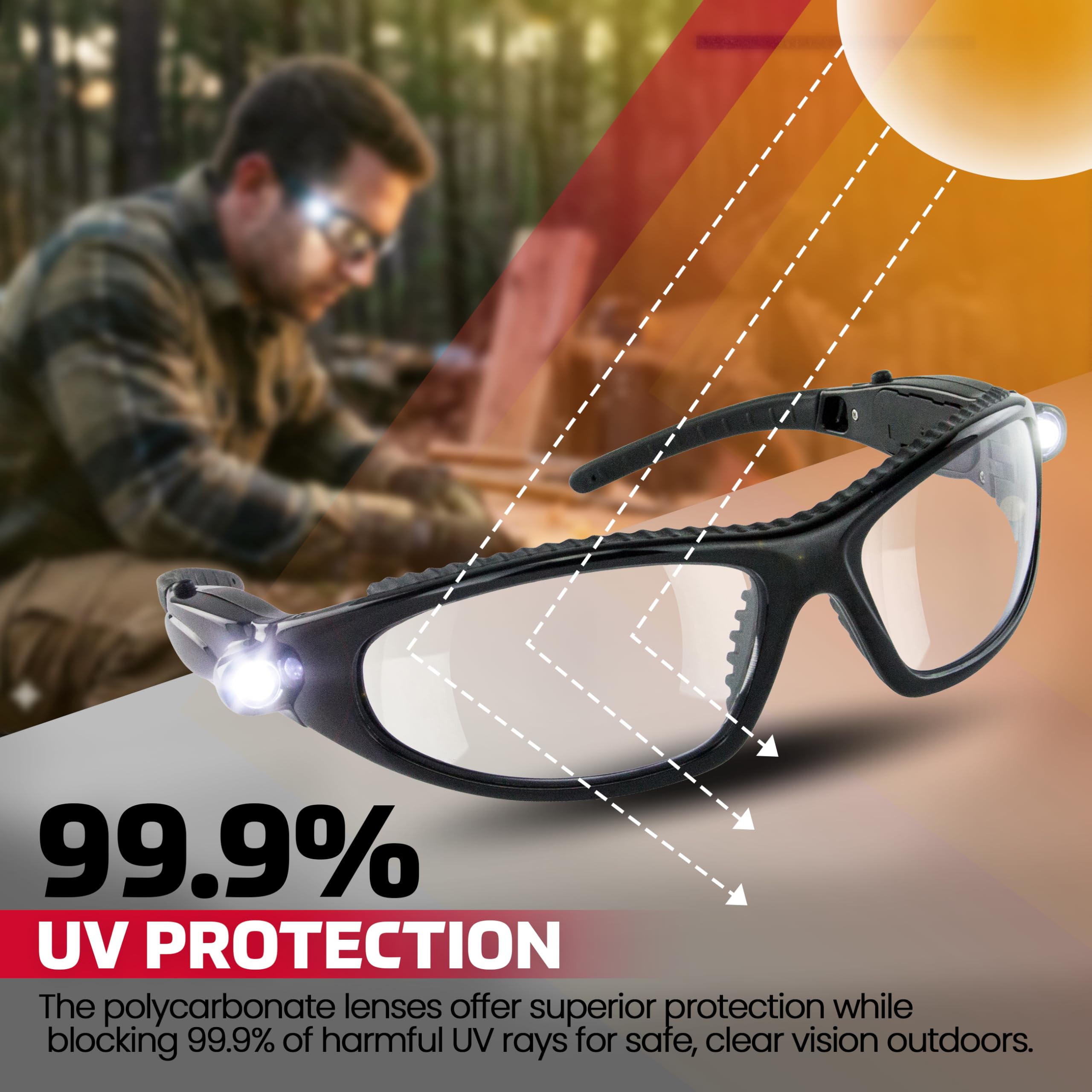 SAS Safety 5420-50 LED Inspectors Safety Glasses
