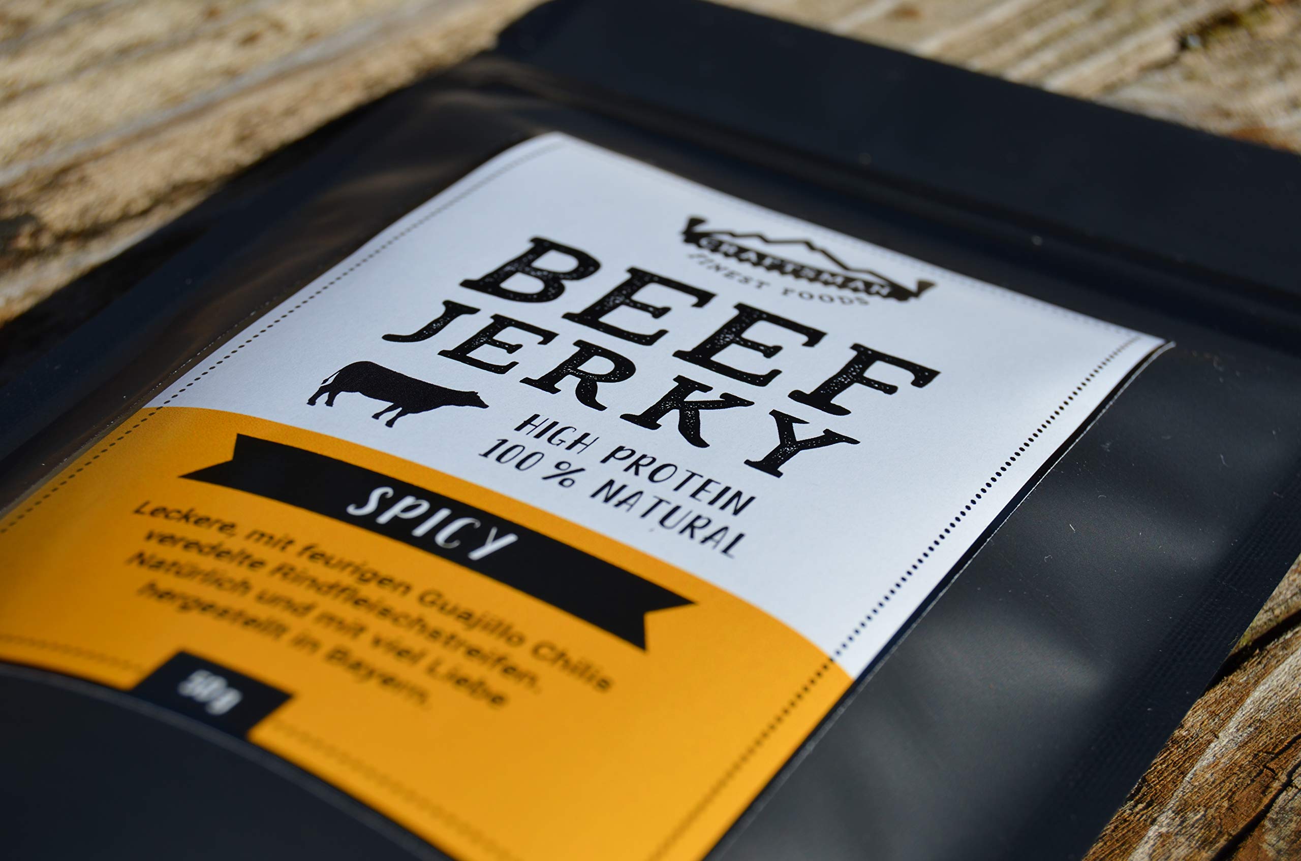 Craftsman Beef Jerky Spicy 500g | Trockenfleisch mit Chili aus Deutschland - Bayern | Jerky Beef Set 10 x 50g | 100% Rind | High Protein 68% | 100% Natürlich | Ohne Zucker