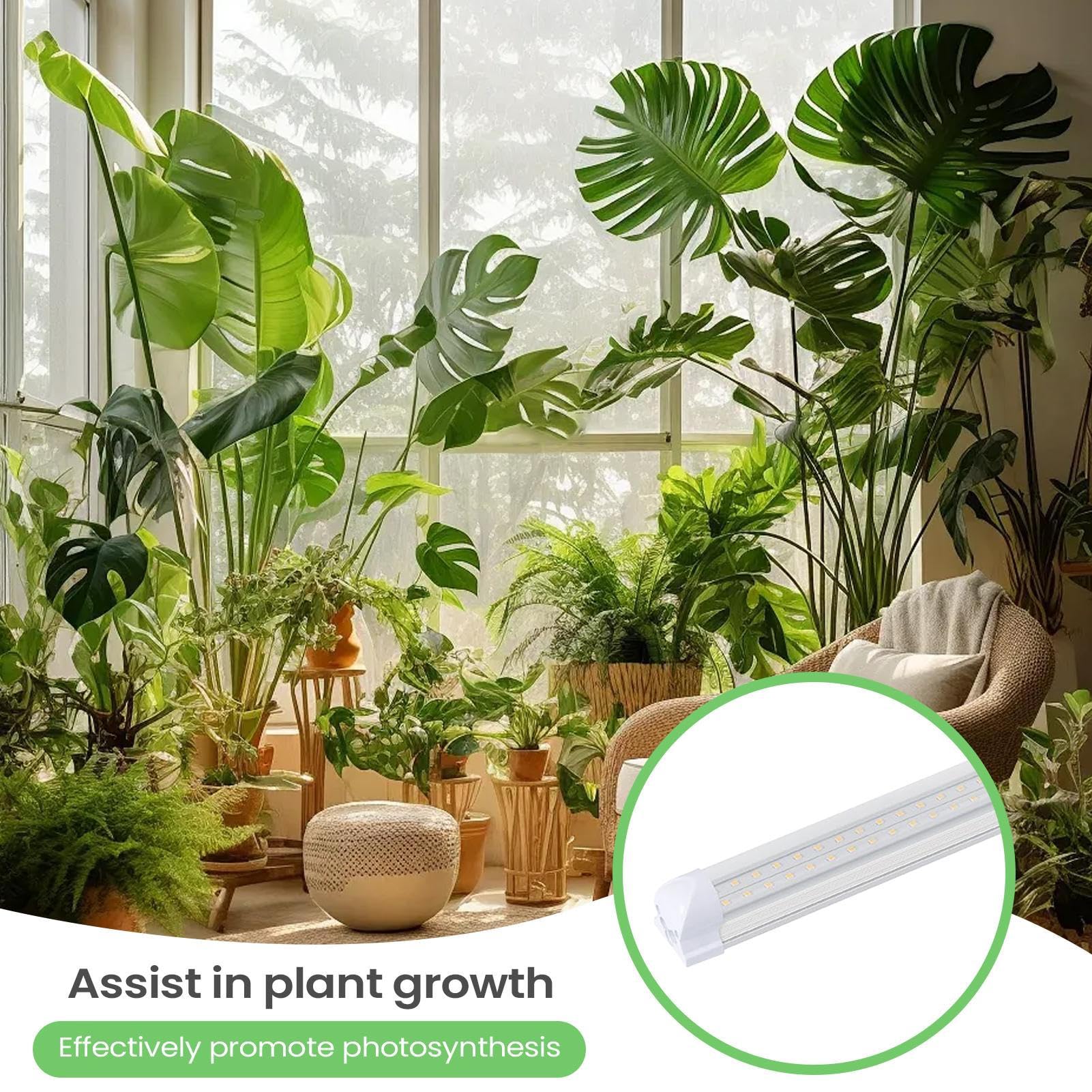 Luz De Cultivo LED Bombillas, Accesorios Jardinería Conectables Brillantes | Luz LED De Cultivo De 60 Cm Con Espectro Solar Plántulas Flores Verduras Sistemas Hidropónicos Invernaderos