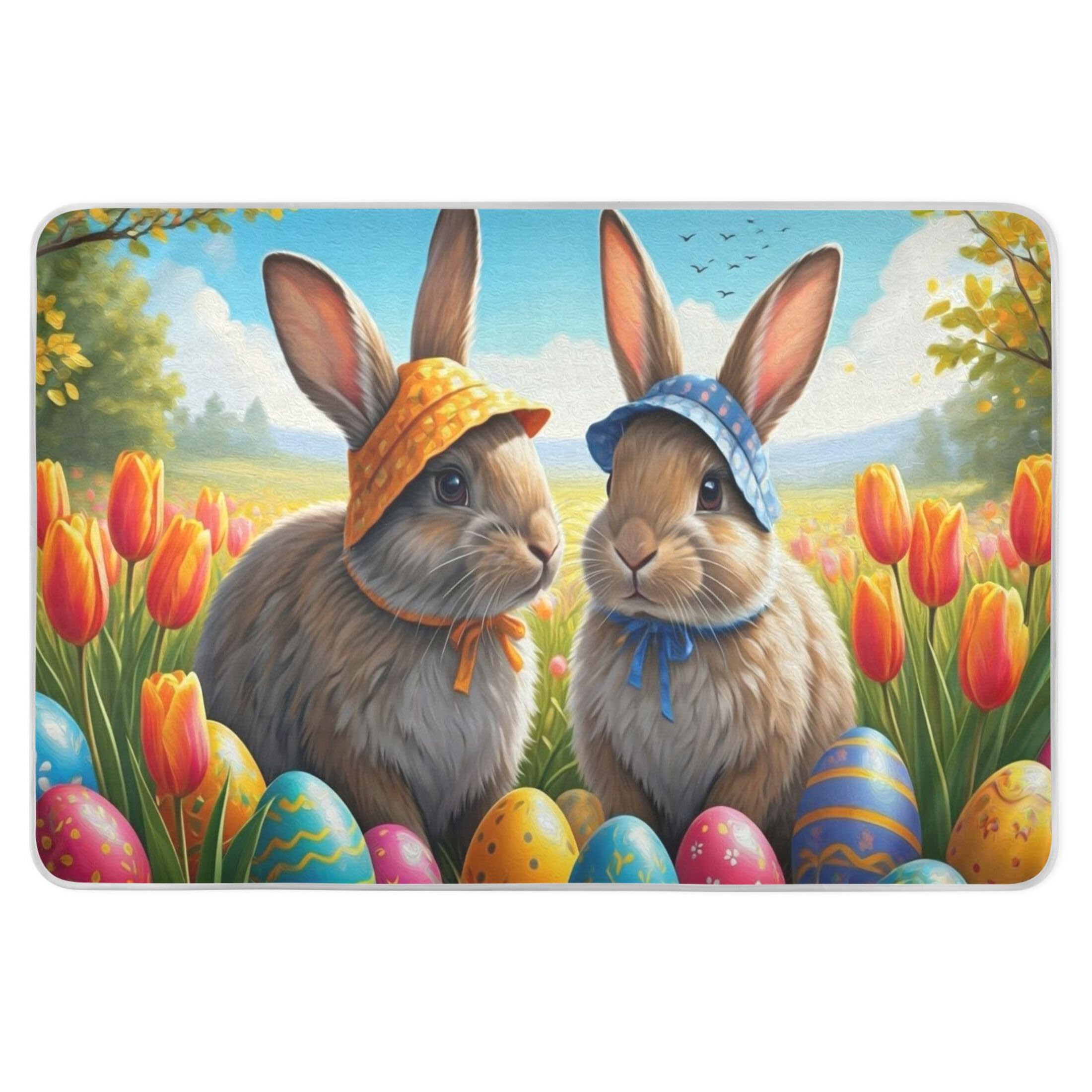 Takiito Easter Bunnies Bed Pad Reusable Bed Underpad Washable Waterproof Leak-Proof Quick Dry Incontinence Pee Pad for Toddlers Kids Adults Pets 34x52 in