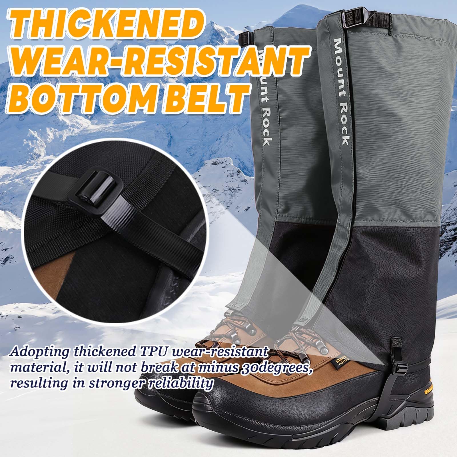CIYIN Guêtre Randonnée, Outdoor Guêtres Jambières, Homme Femme Jambières, Guêtres d'extérieur Réglables Imperméables et Respirantes pour Randonnée en Plein air Ski Escalade Chasse