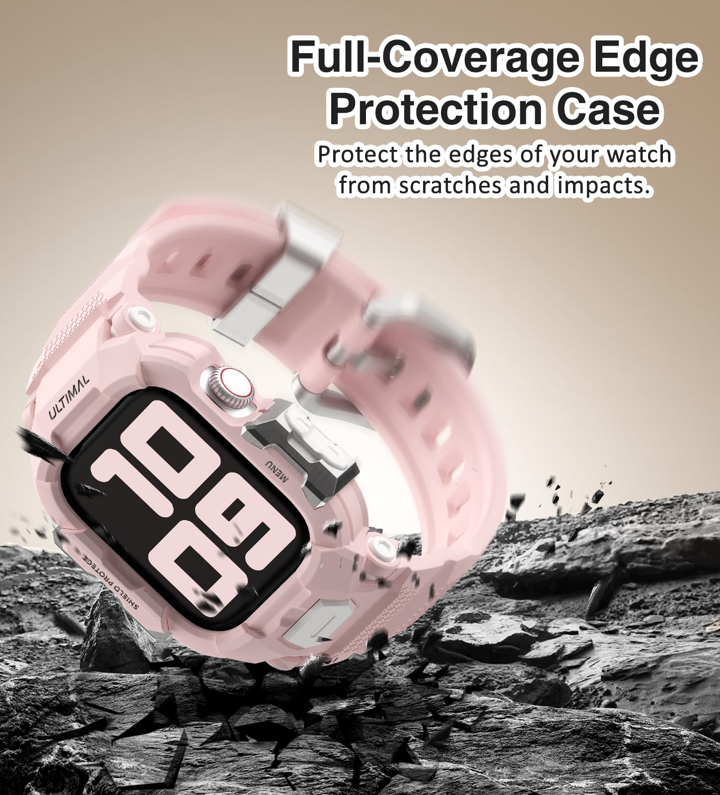 ULTIMAL Bracelet compatible avec Apple Watch 42mm 41mm 40 mm- Courroie sportive adaptée aux séries11,10,9,8,7,6,5,4,SE,SE2,SE3, robuste, anti-choc, pour hommes, femmes et enfants.
