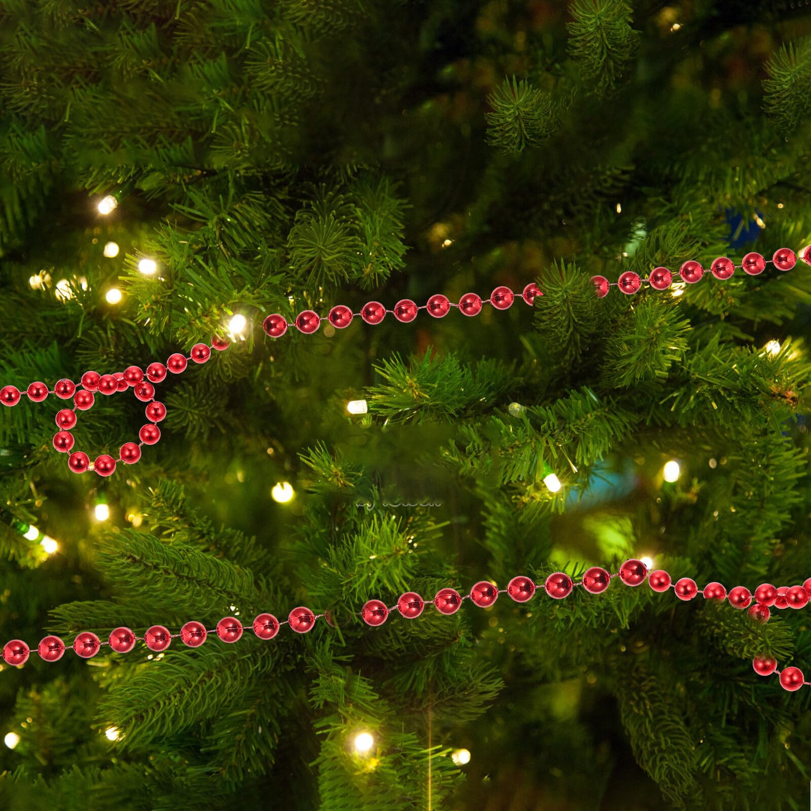 POPETPOP Catena di Perline Natalizie da 8m in Abs per Decorazioni Festive da Interno, Confezione da 3 Pezzi per Atmosfera Accogliente a Feste e Festività