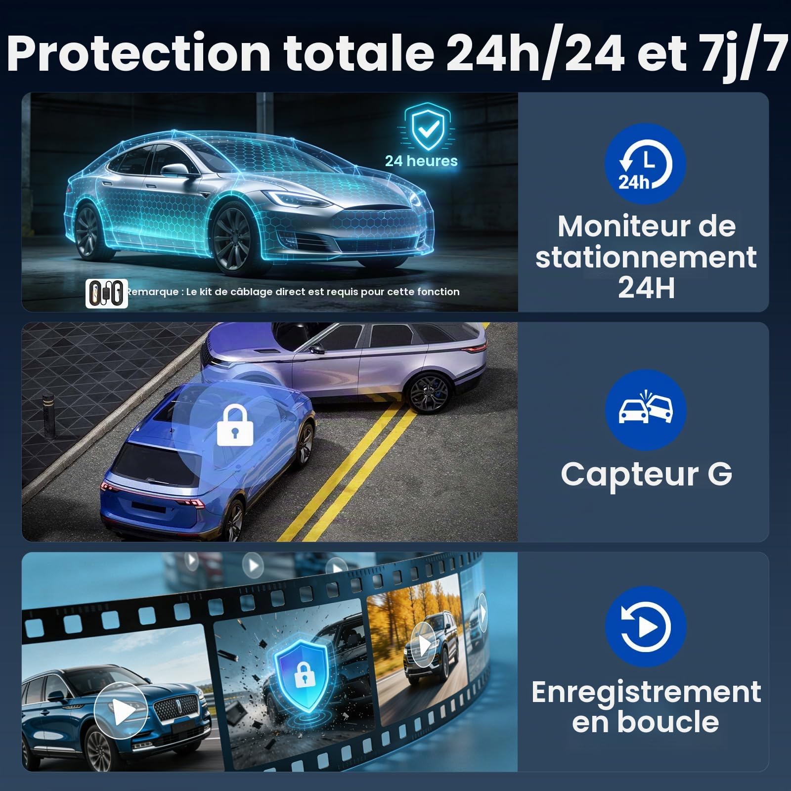 Hikity Dash Cam Rétroviseur 4K Avant 1080P Arrière Écran 10,1"