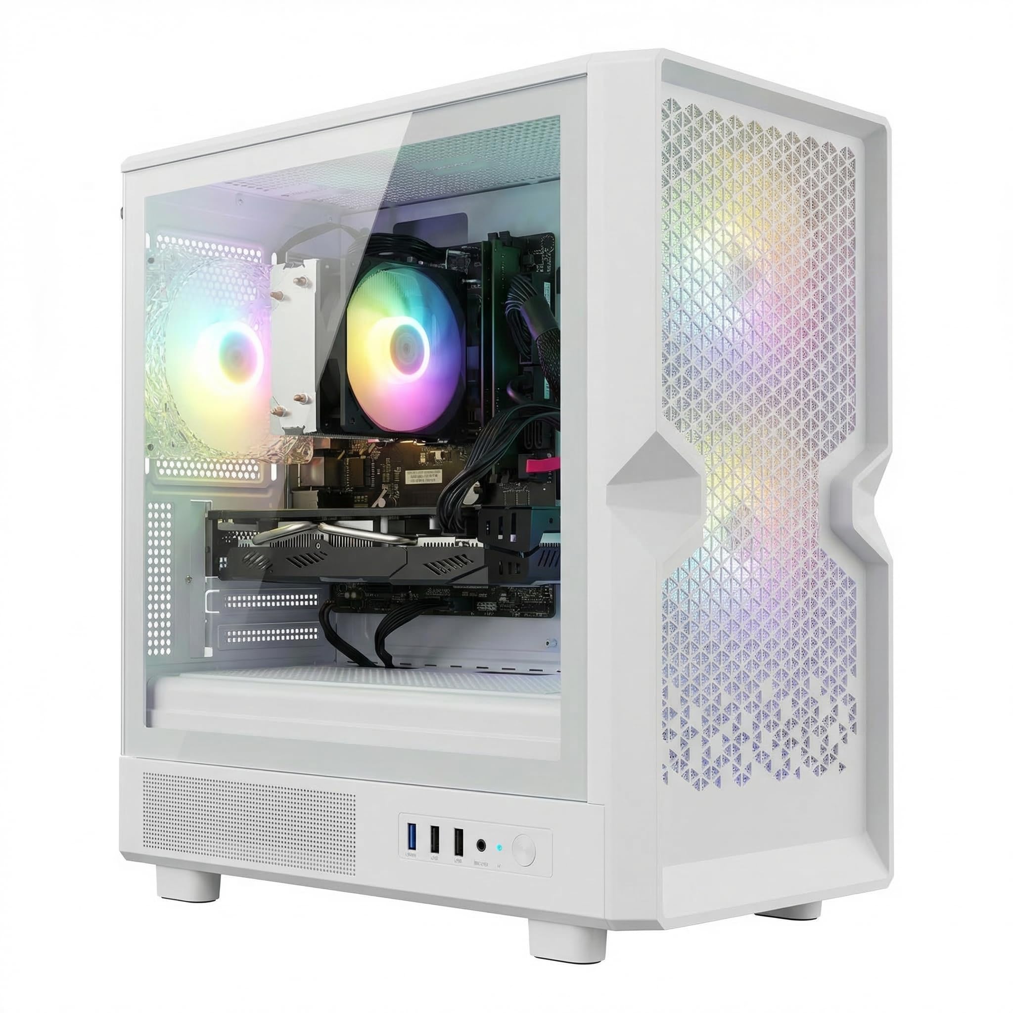 STGAubron Gaming PC Desktop, Radeon RX 580 16G, Intel Core i7 up to 3.9G, 16G RAM, 512G SSD, WiFi 6, BT 5.0, RGB Fan x3, Windows 11 Home