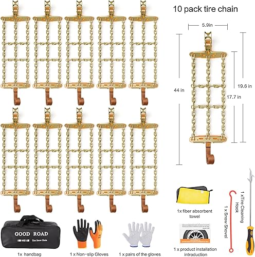 Miniatura 11 de AutoChoice Cadenas de nieve de emergencia, cadenas de neumáticos con acero de manganeso grueso para automóvil, camión, SUV en hielo, arena y barro
