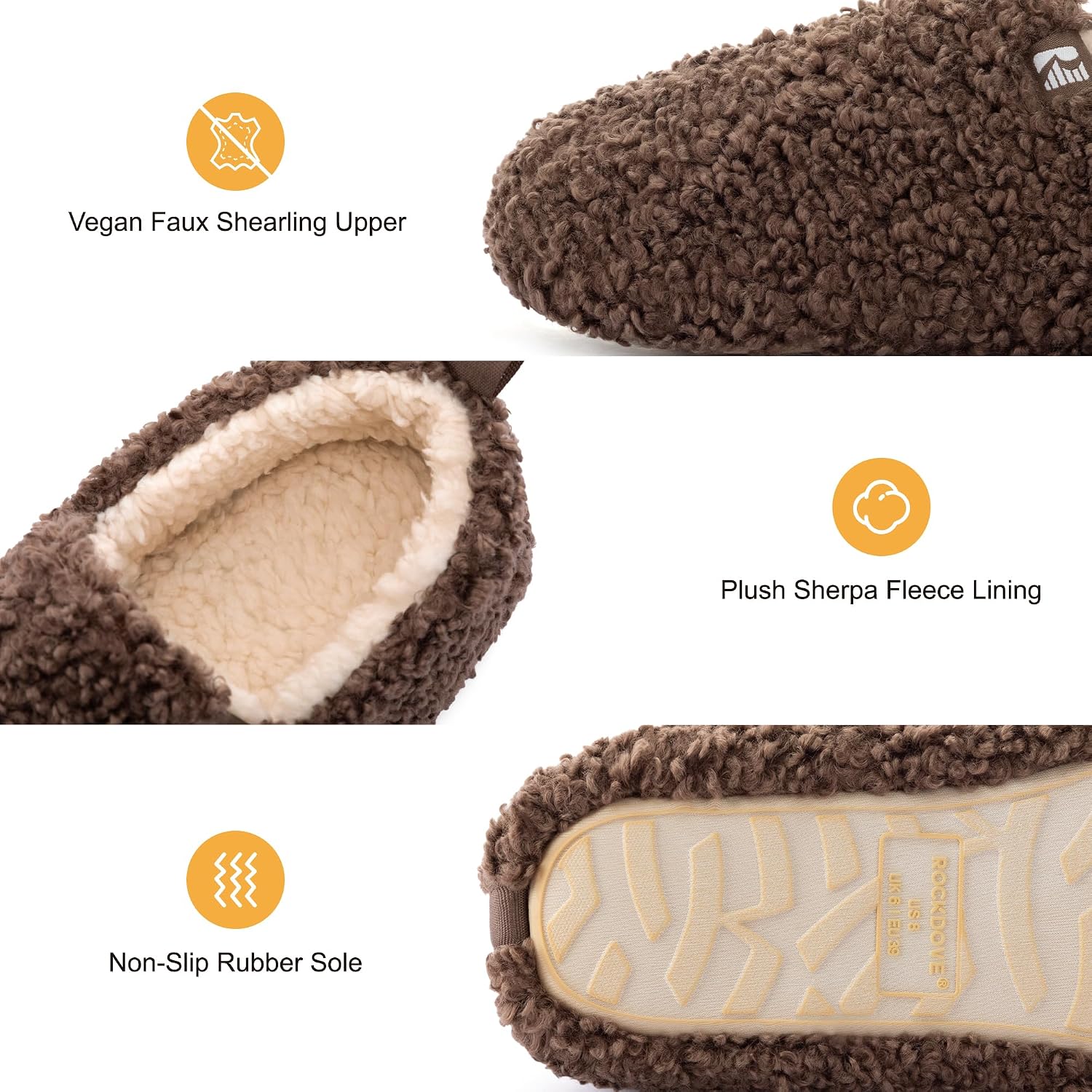 RockDove Women's Faux Shearling Closed Back Slipper with Memory Foam