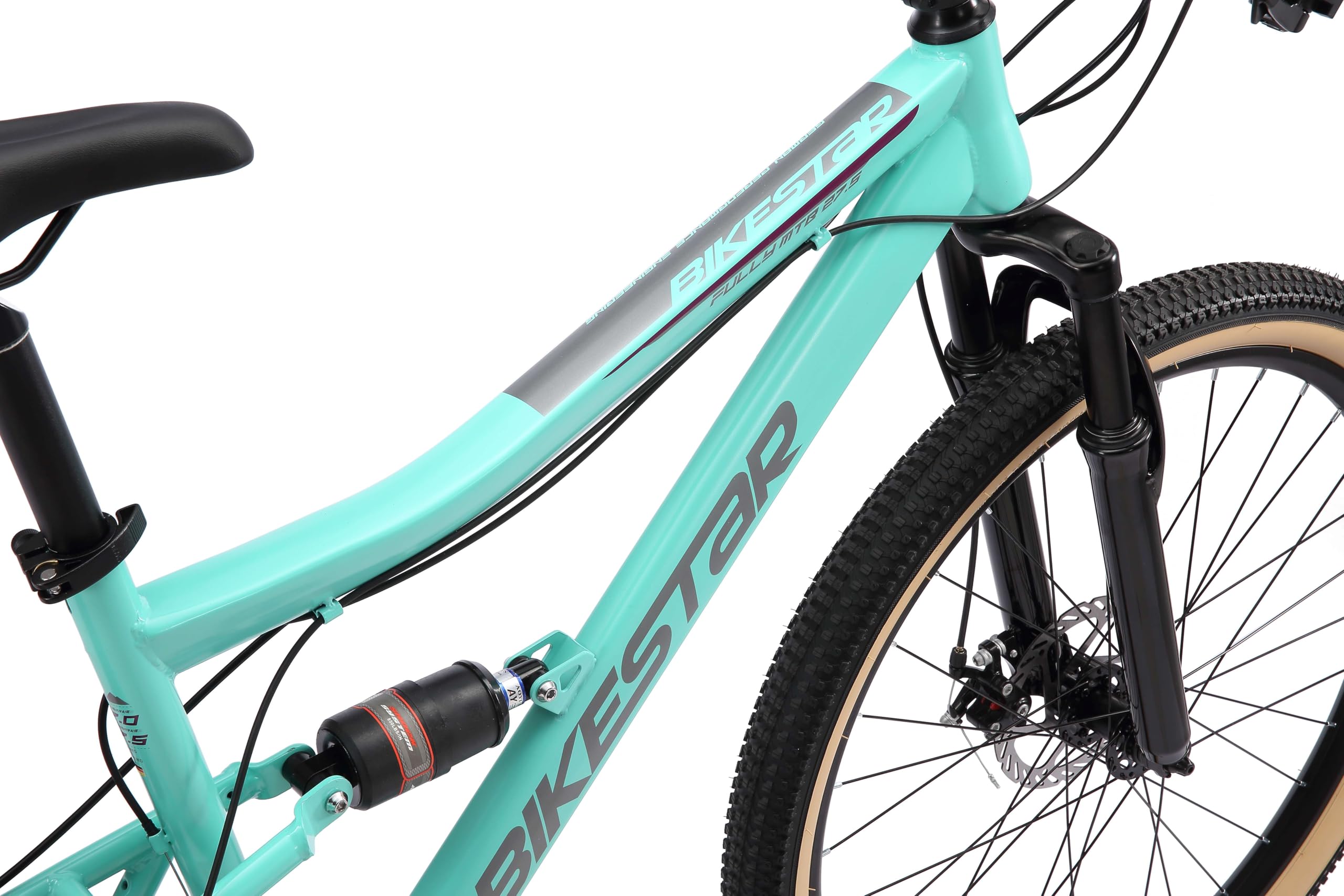 BIKESTAR Bicicleta de montaña Suspensión Doble Completa 26, 27.5, 29 Pulgadas | Cuadro 15, 17, 19" Cambio Shimano de 21 velocidades, Freno de Disco, Fully MTB