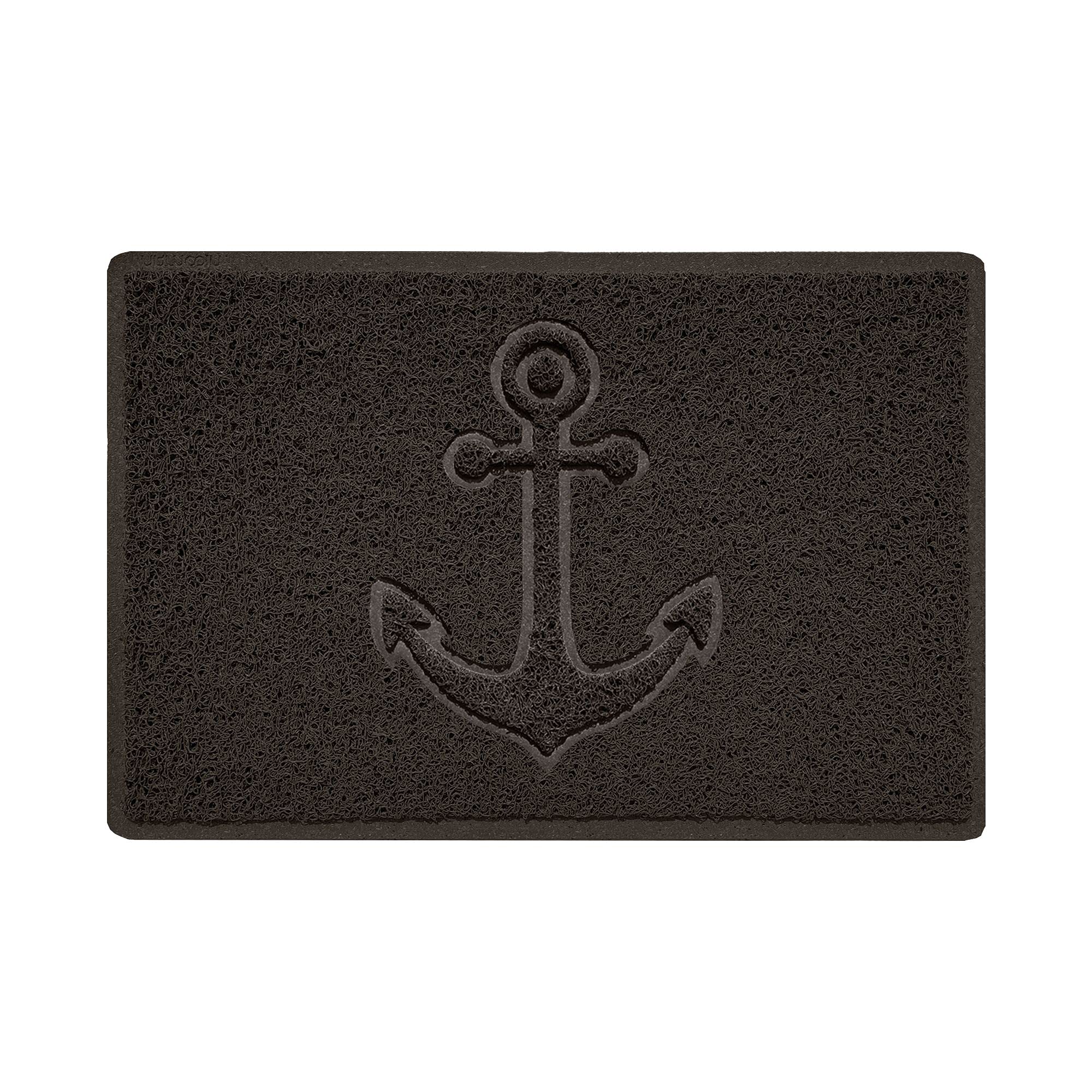 Nicoman Anchor Embossed Shape Door Mat Dirt-Trapper Jet-Washable Doormat-(Use Outdoor ONLY)- (60x40cm/23.6x15.7inches, Small) Brown