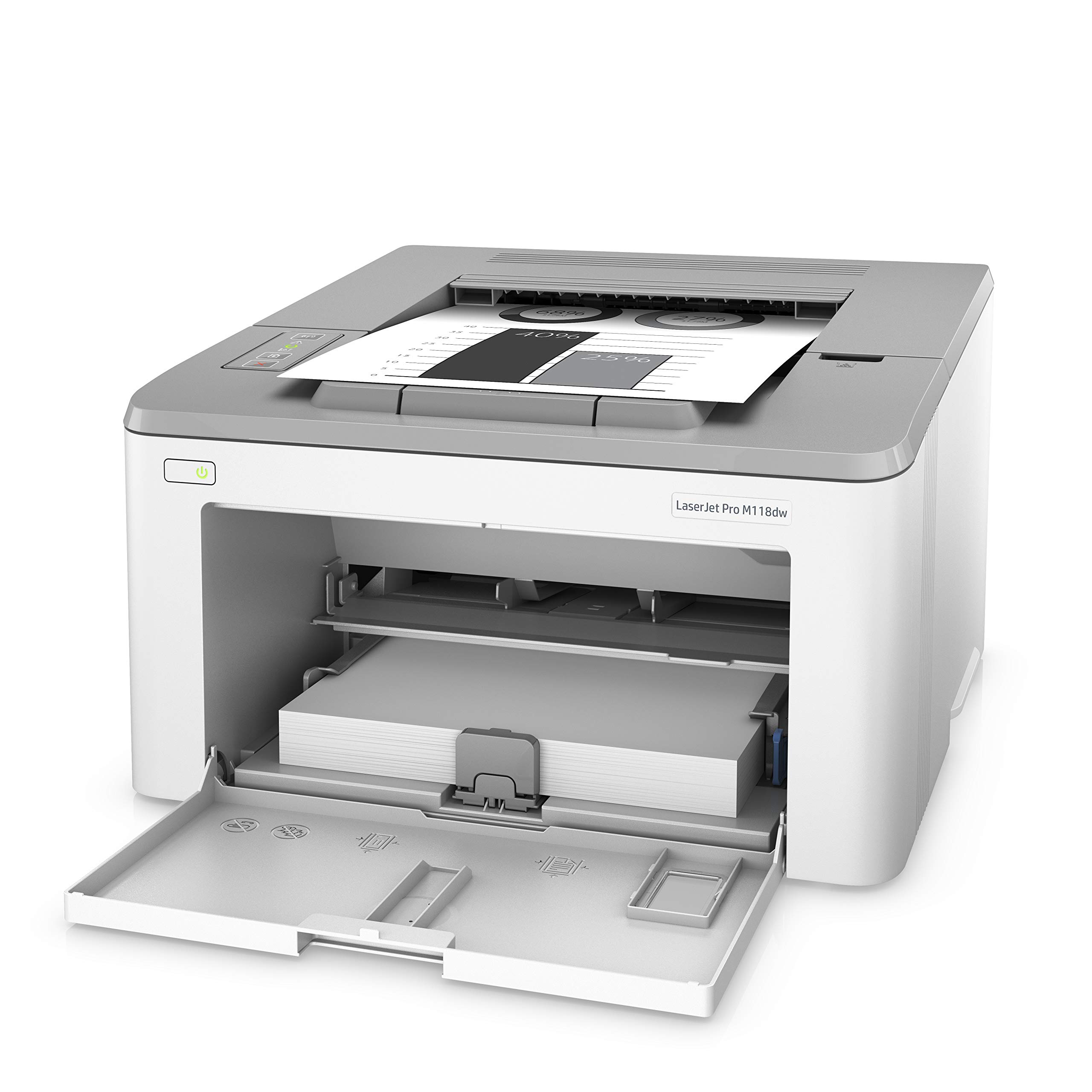 HP LaserJet M118dw 4PA39A, Stampante a Singola Funzione A4, Stampa Fronte e Retro Automatica in b/n, 28 ppm, USB, Wi-Fi, Ethernet, Schermo LCD a icone, Grigia