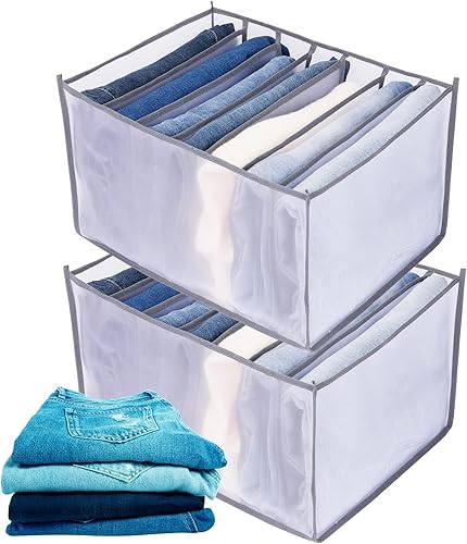 TOOVREN - Organizador de ropa de armario mejorado para armario, organizador de pantalones, organizador de cajones de malla, caja de almacenamiento