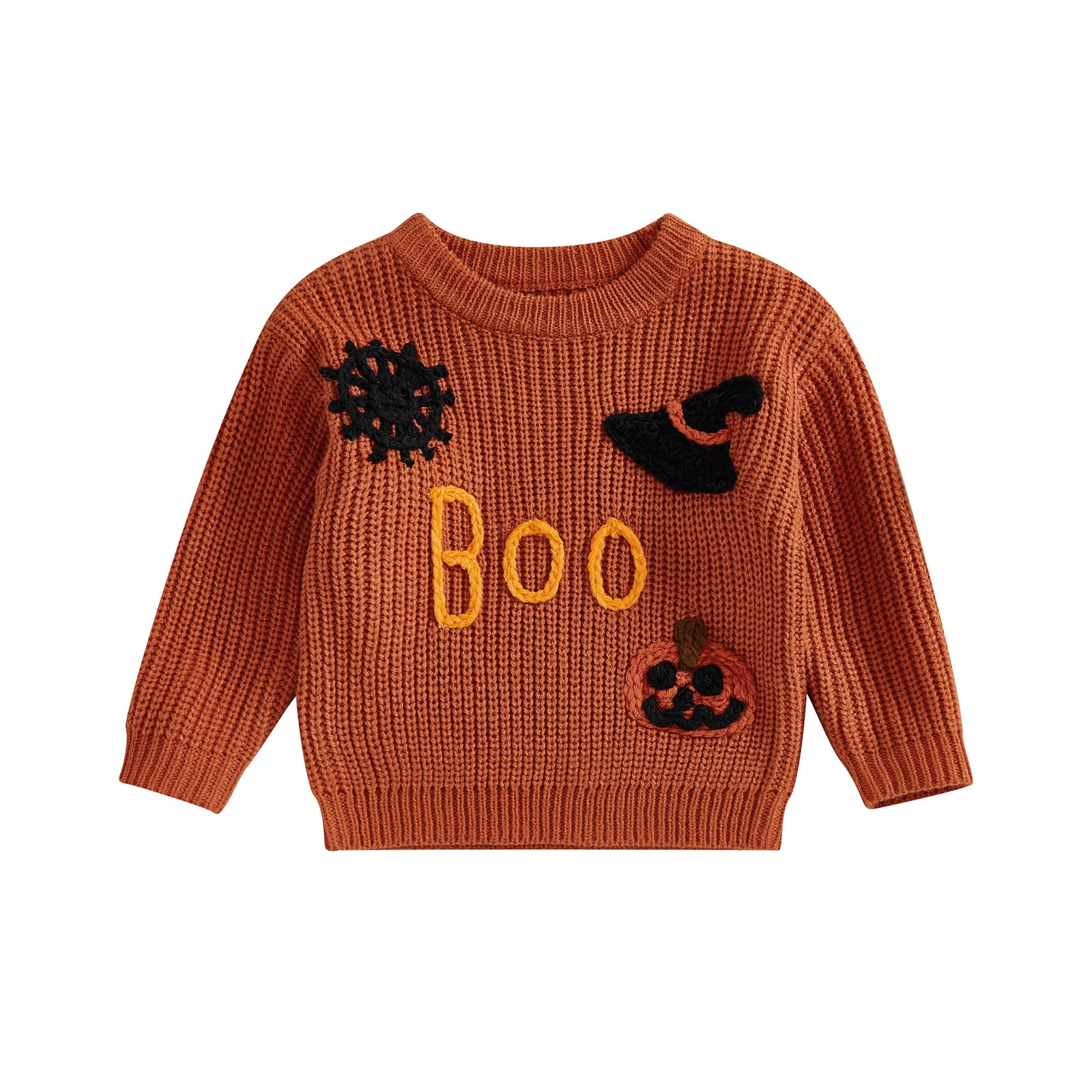LSFYSZD Toddler Baby Girls Boys Halloween Pumpkin Sweaters Long Sleeve Crew Neck Winter Warm Knitwear Pullover Jumpers Top — view 260