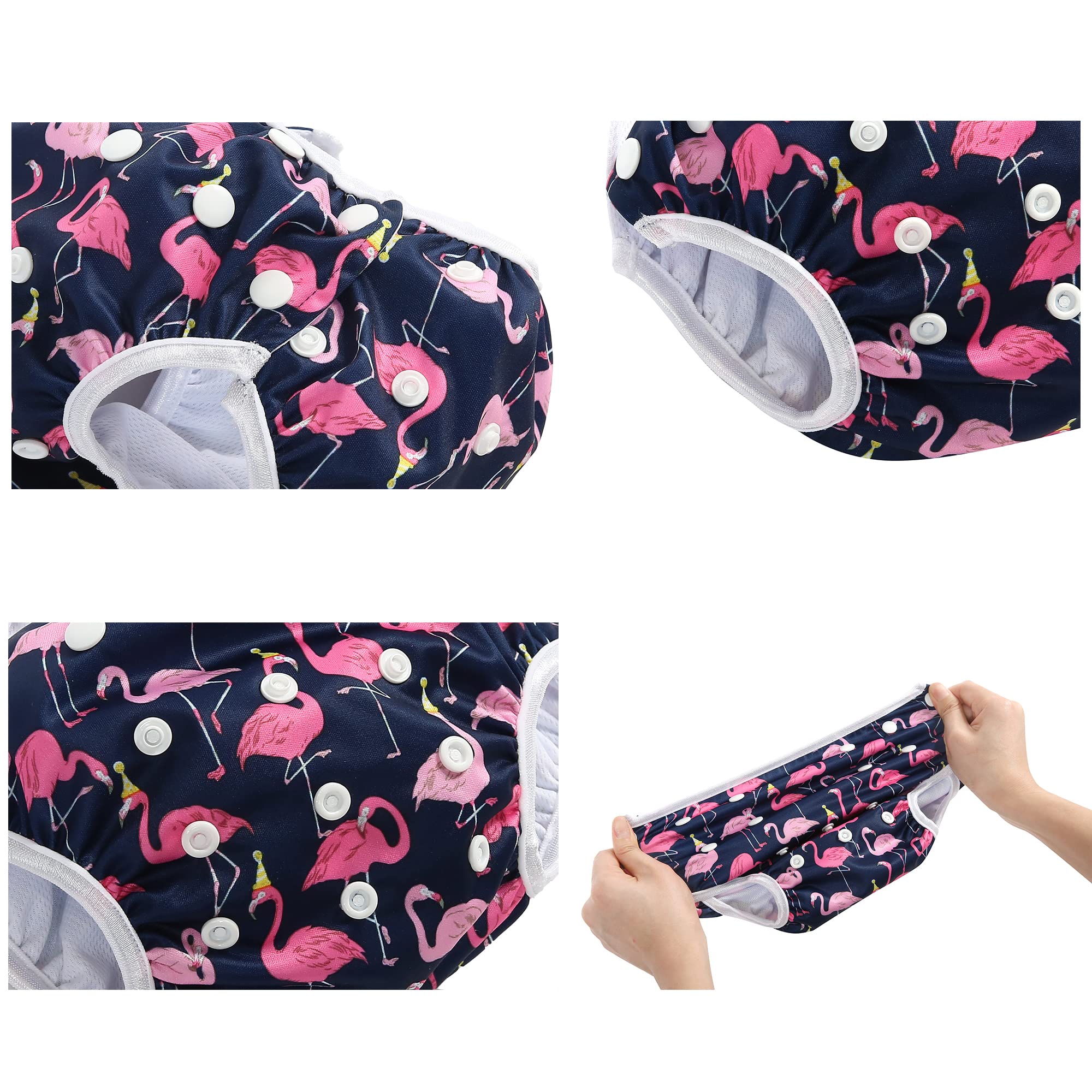 Couches de Bain Réutilisables Bébé Fille Réglable Bébé Couches Lavables Imperméables Lavables Taille Unique Maillots de Bain Ensemble Mignon Piscine Maillots de Bain pour 0-3 Ans