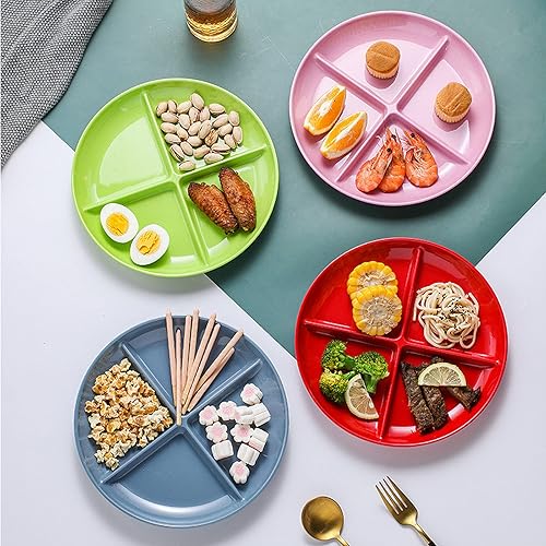 Miniatura 6 de Plato blanco con 4 compartimentos divididos para aperitivos, platos de frutas de grado alimenticio sin BPA, 1 paquete
