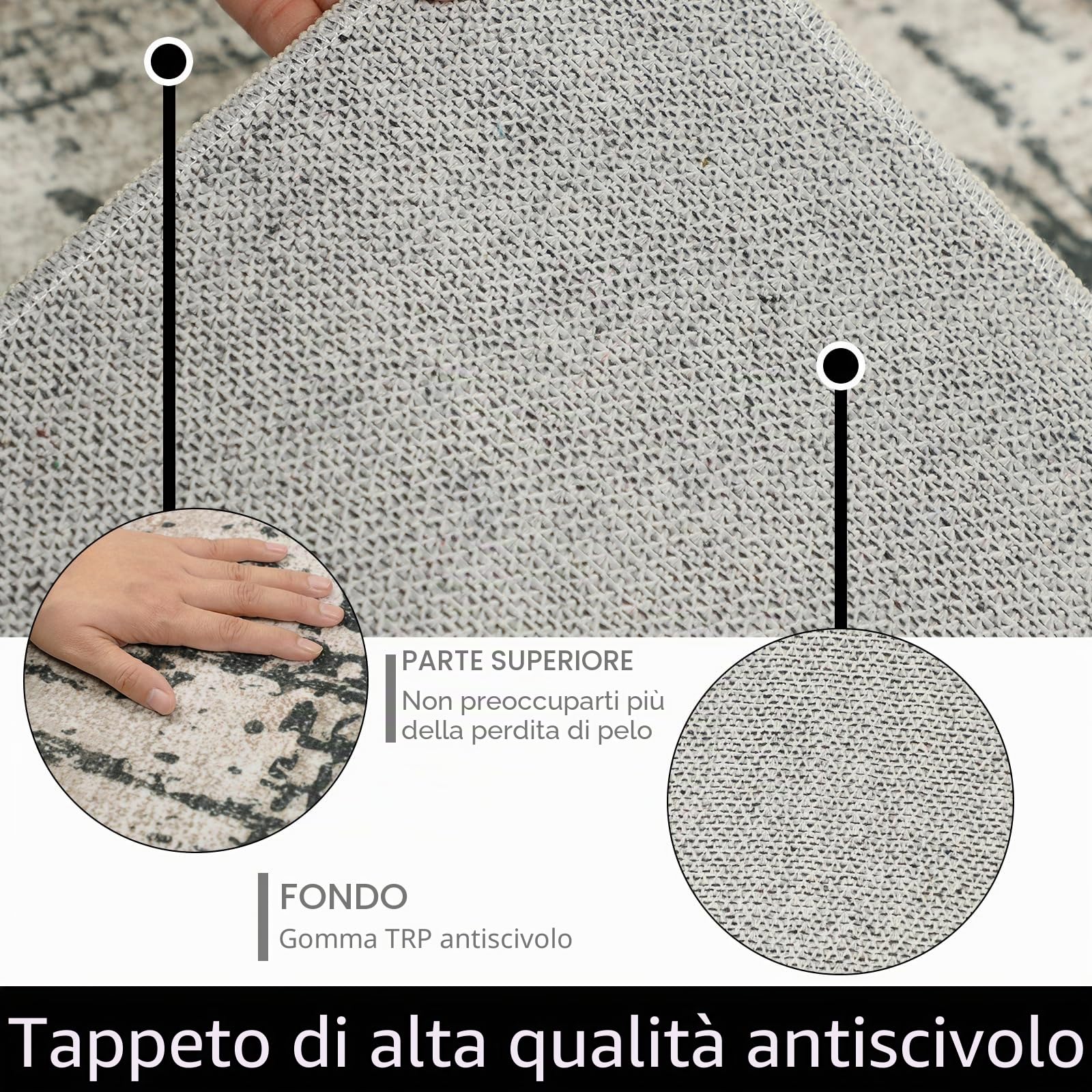 Famibay Tappeti per soggiorno, grande, 160 x 230 cm, lavabile in lavatrice, tappeto grigio, marrone, astratto, moderno, a pelo corto, tappeti area antiscivolo, 5 mm, tappeto sottile per soggiorno