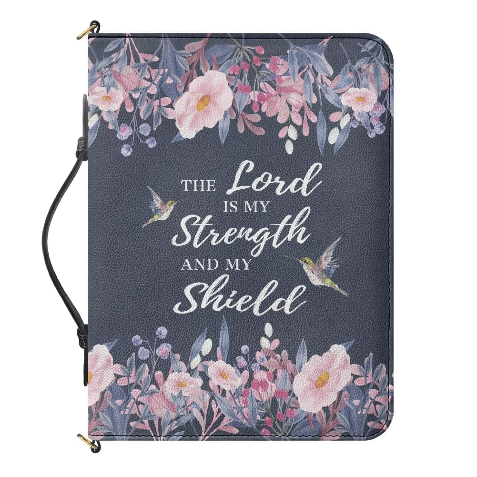 Urndoeng Bible Cover with Handles and Shoulder Strap,Durable Bible Carrying Case for Men and Women,Christian Gifts M-XXL Floral Letter Print — image 1