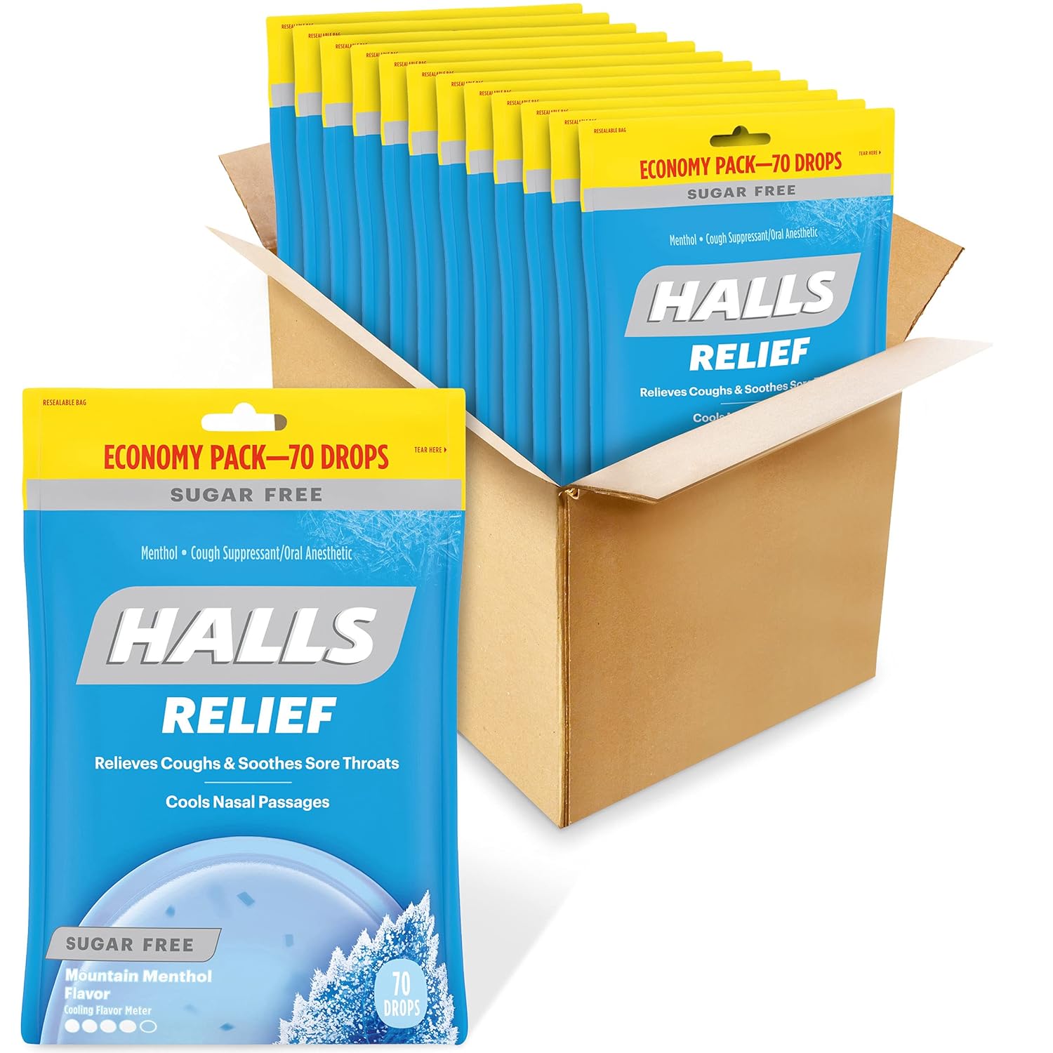 Buy HALLS Relief Mountain Menthol Sugar Free Cough Drops, Economy Pack