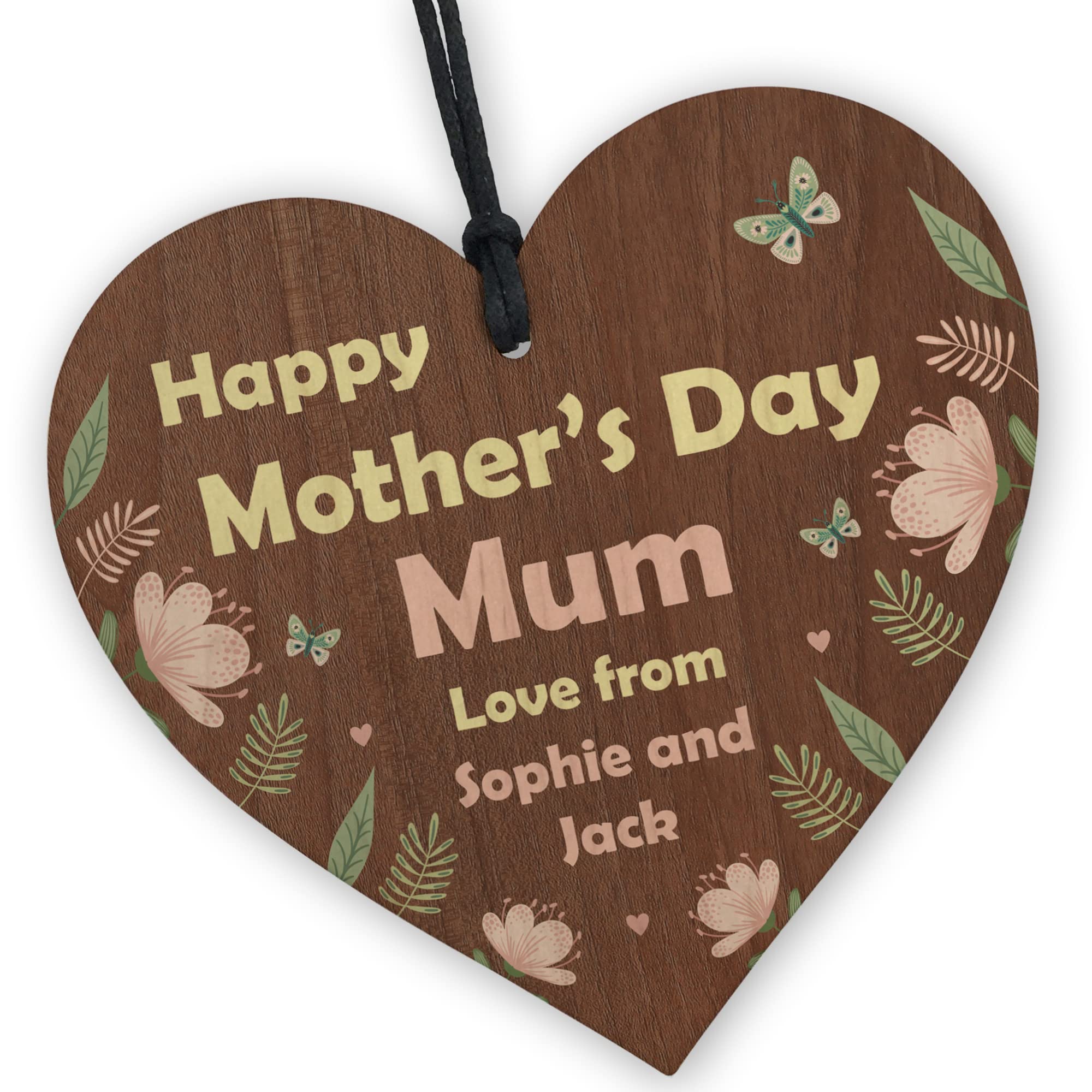 Red Ocean Mothers Day Gift Personalised Wooden Heart Mum Gift From Daughter Son Love You Gift Keepsake Gift For Her