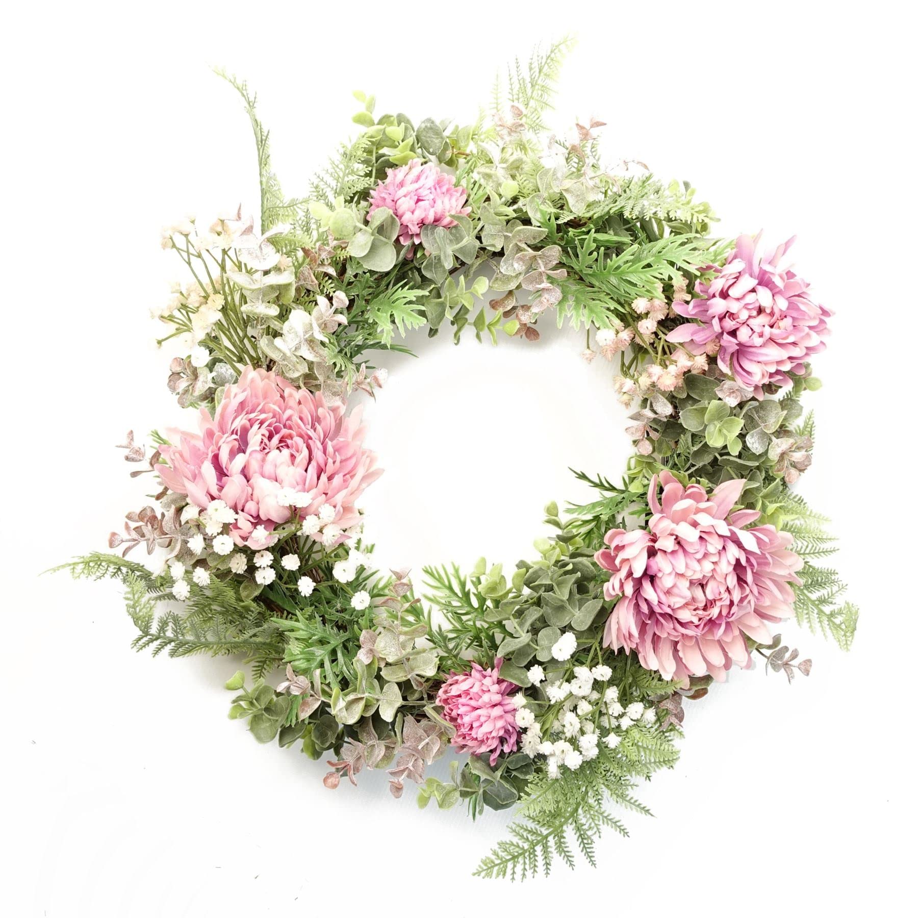Leaf Design Artificial Blossom Wreath, Pink, 45cm