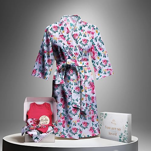 Miniatura 2 de RNOONY Mommy and Me Robe and Swaddle Set, Maternity Robe for Hospital-Delivery, Mom and Baby Matching Outfits Hospital