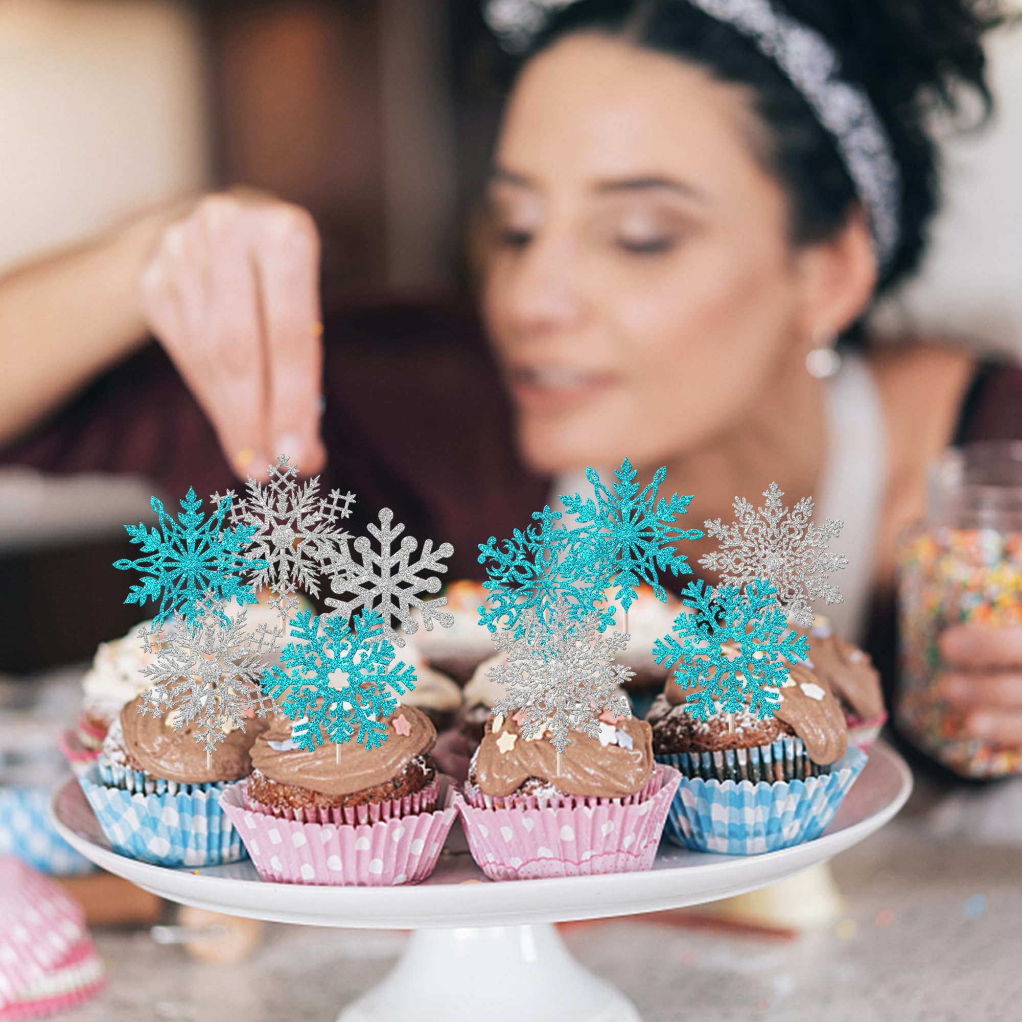 Decorazioni per cupcake per baby shower invernali: fiocchi